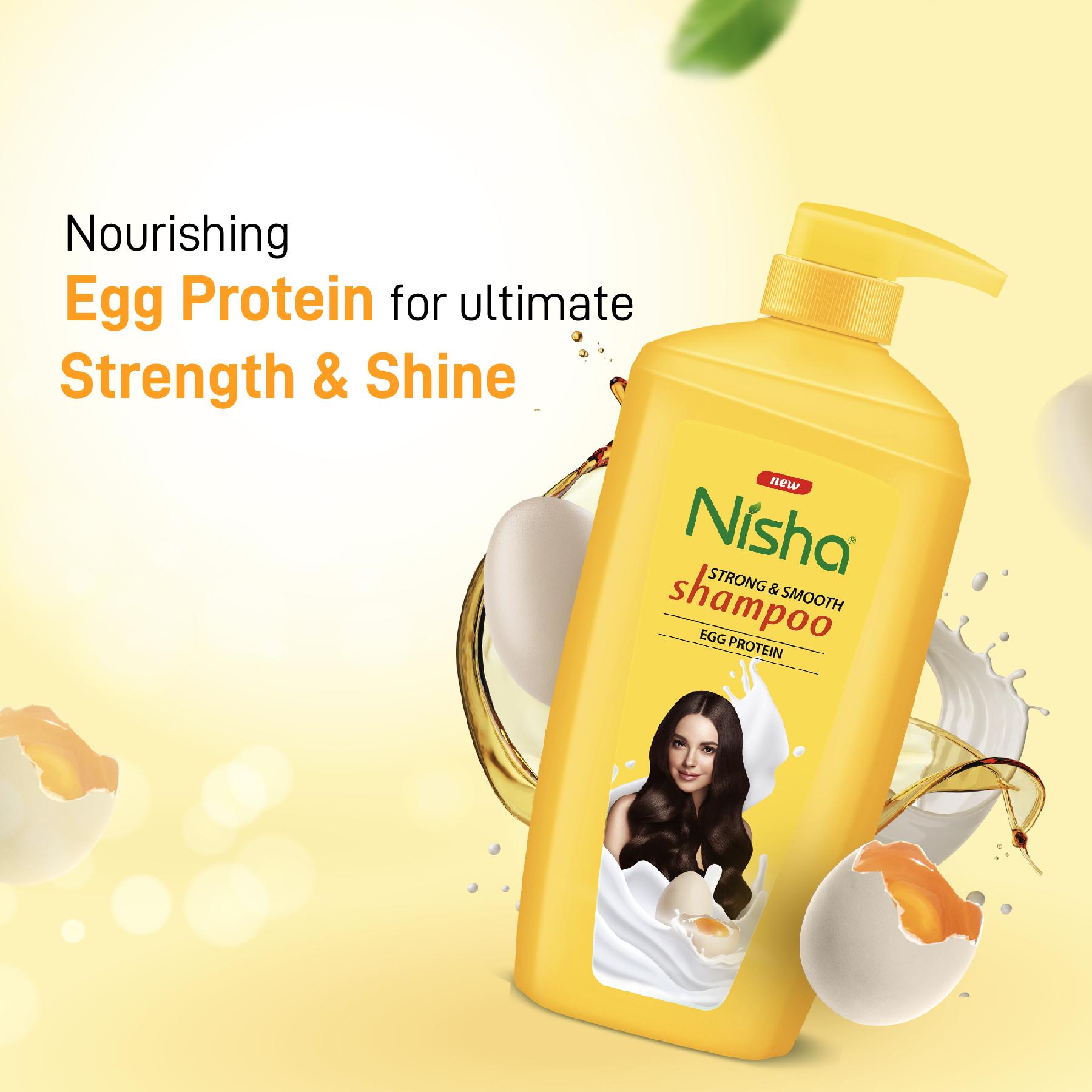 Nisha Egg Protein Shampoo For Women & Men 650 Ml For Strong, Smooth & Shiny Hair, Frizz Control, Deep Nourishment, All Hair Types image 4