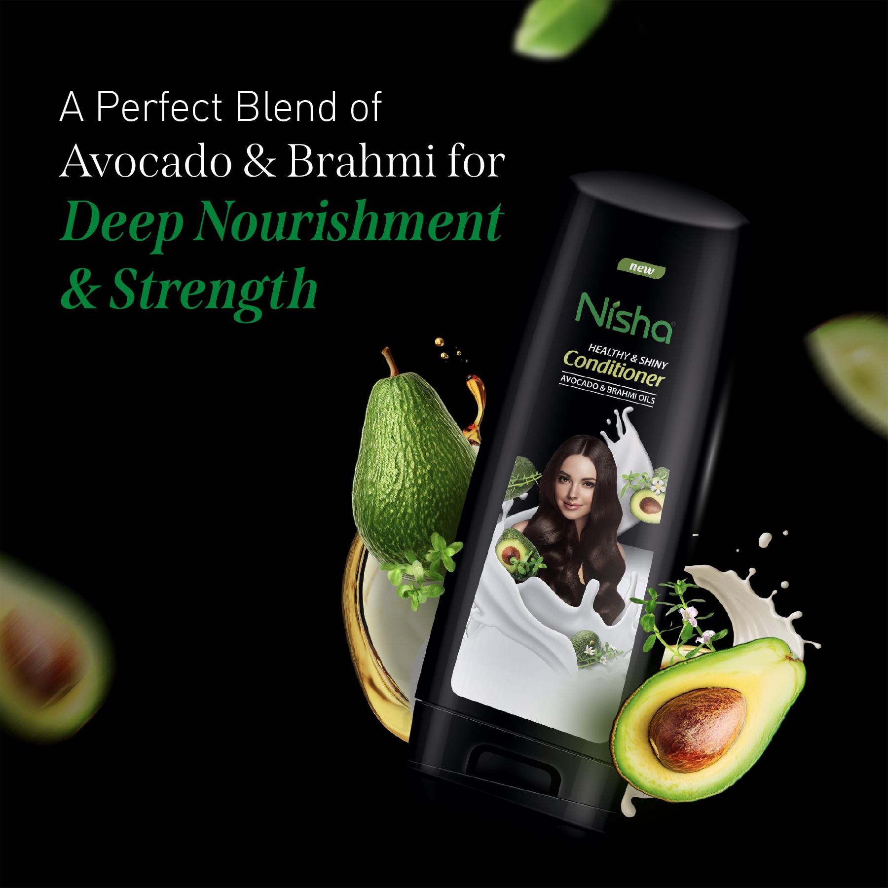 Nisha Conditioner For Women, Healthy & Shiny Formula With Avocado & Brahmi Oils, Conditioner For Dry And Frizzy Hair, 180 Ml Bottle image 4