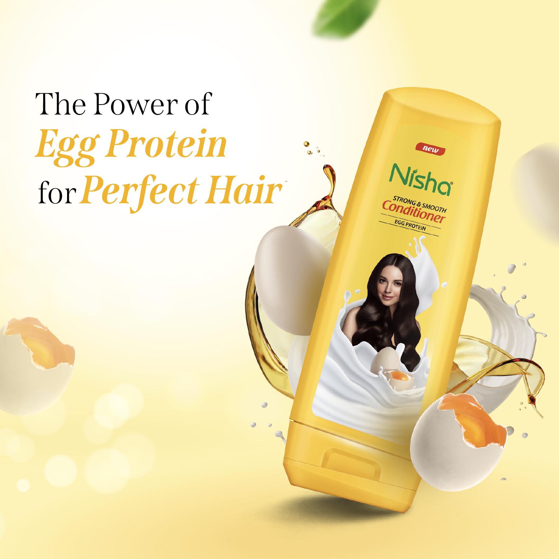 Nisha Conditioner For Women & Men - Strong & Smooth, 180ML Bottle, Enriched With Egg Protein, Boosts Strength & Shine image 4