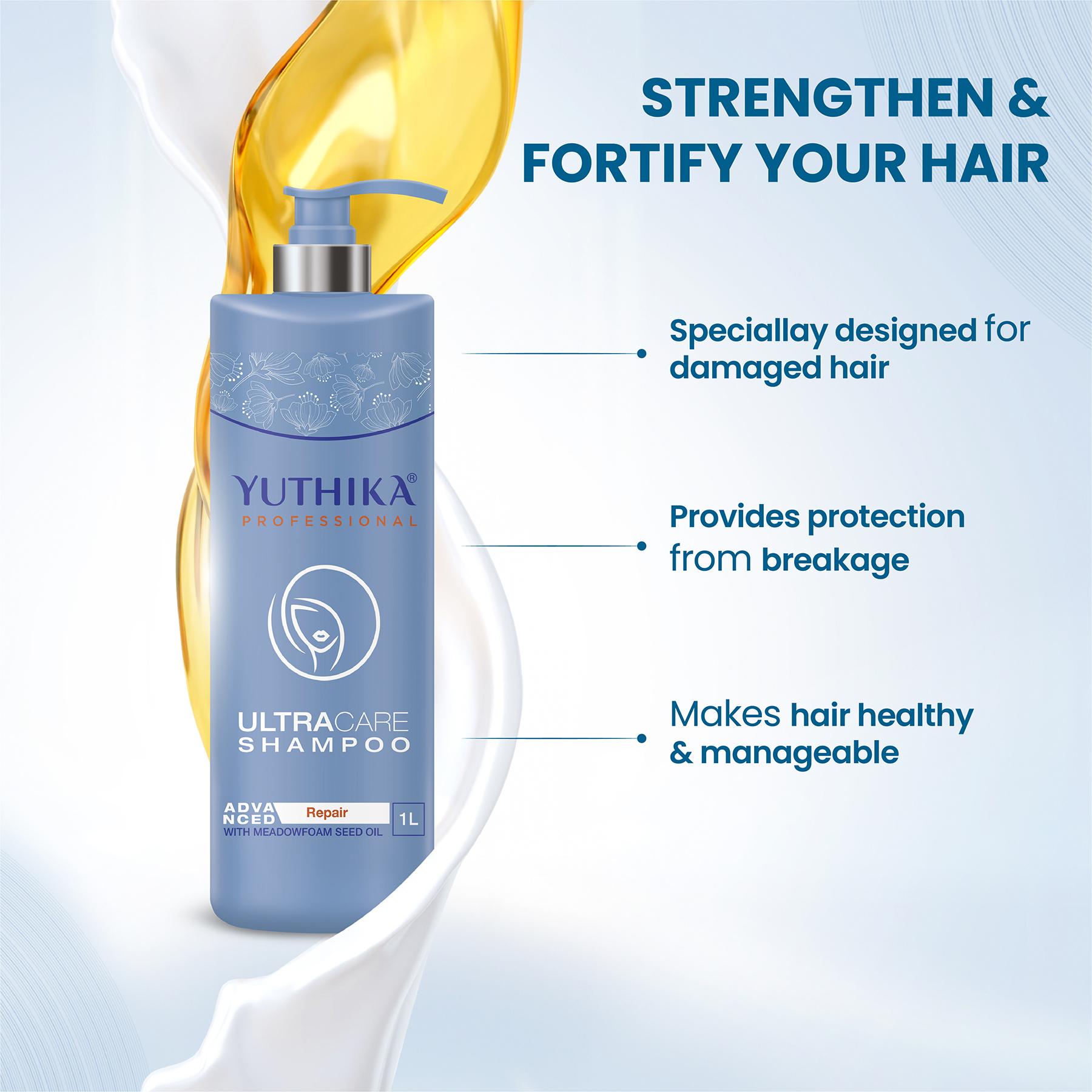 Yuthika Professional Ultra Care Shampoo For Women & Men With Meadfoam Seed Oil Hair Shampoo For Damaged, Weak, Dry And Frizzy Hair, All Hair Types, (1 Ltr) image 4