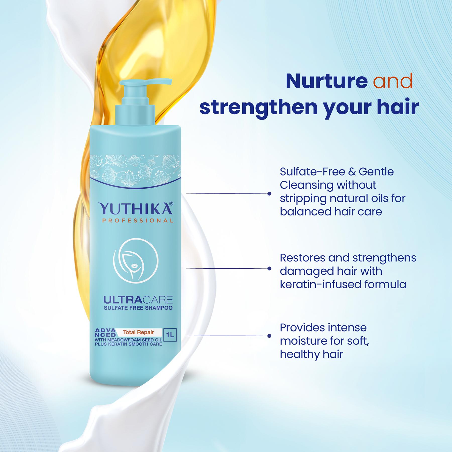 Yuthika Professional Ultracare Sulfate Free Shampoo For Women & Men (1000 Ml), Total Repair For Damaged, Dry & Frizzy Hair, Perfect For Daily Use image 4