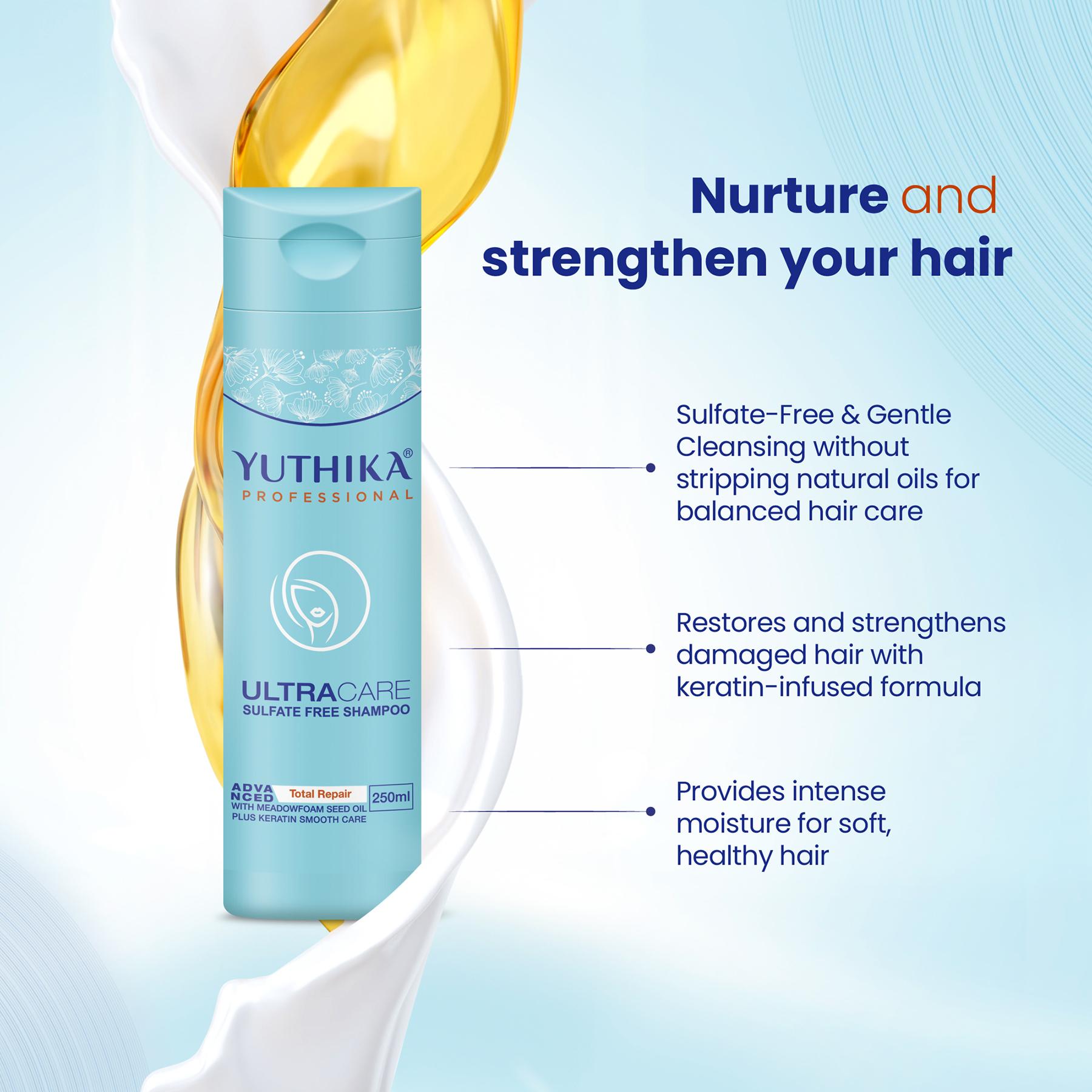 Yuthika Professional Ultracare Sulfate Free Shampoo For Women & Men (250 Ml), Total Repair For Damaged, Dry & Frizzy Hair, Perfect For Daily Use image 4