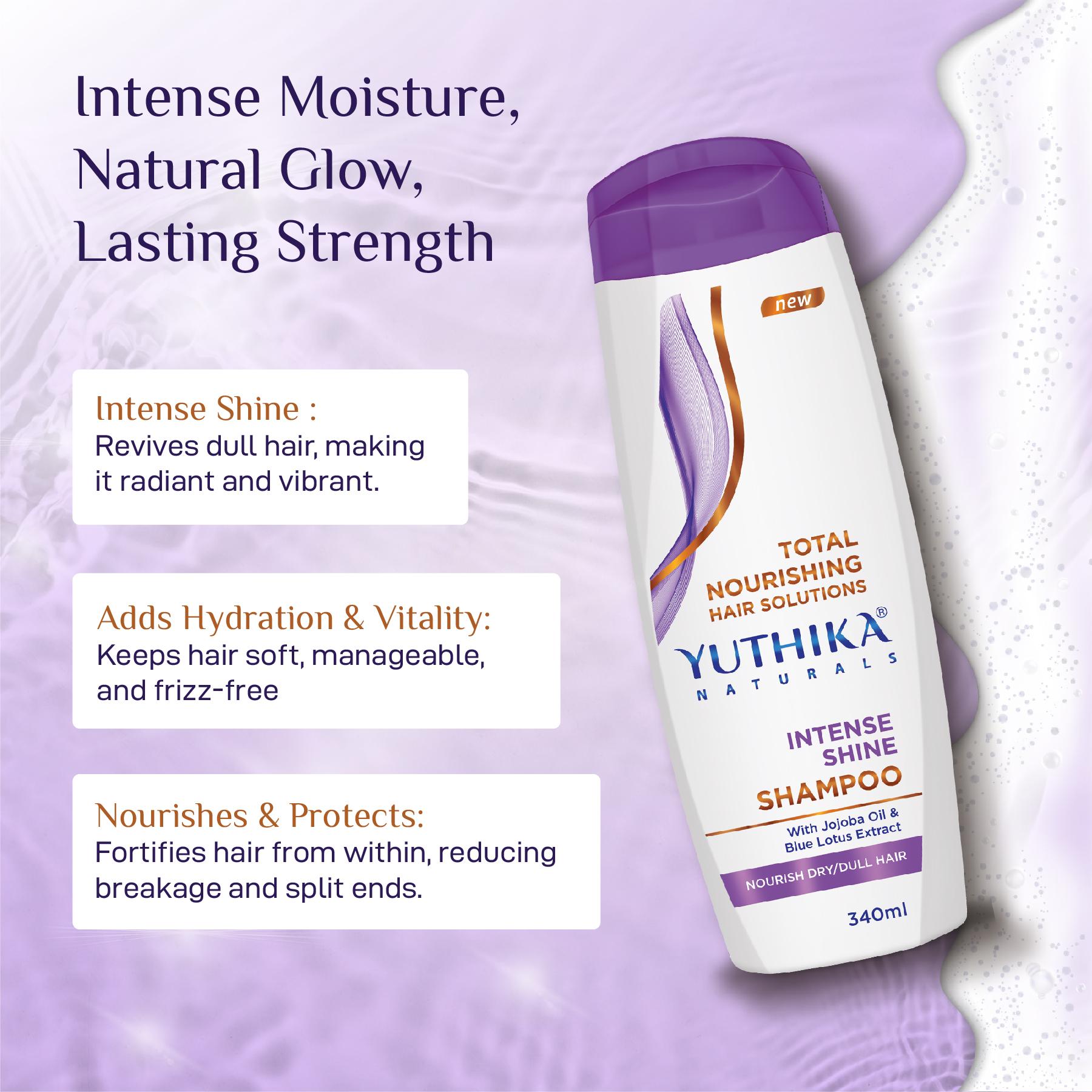 Yuthika Intense Shine Shampoo For Women & Men 340ML | Total Nourishing Hydrating Hair Shampoo For Dull, Dry & Frizzy Hair |INFUSED With Jojoba Oil & Blue Lotus Extract image 4