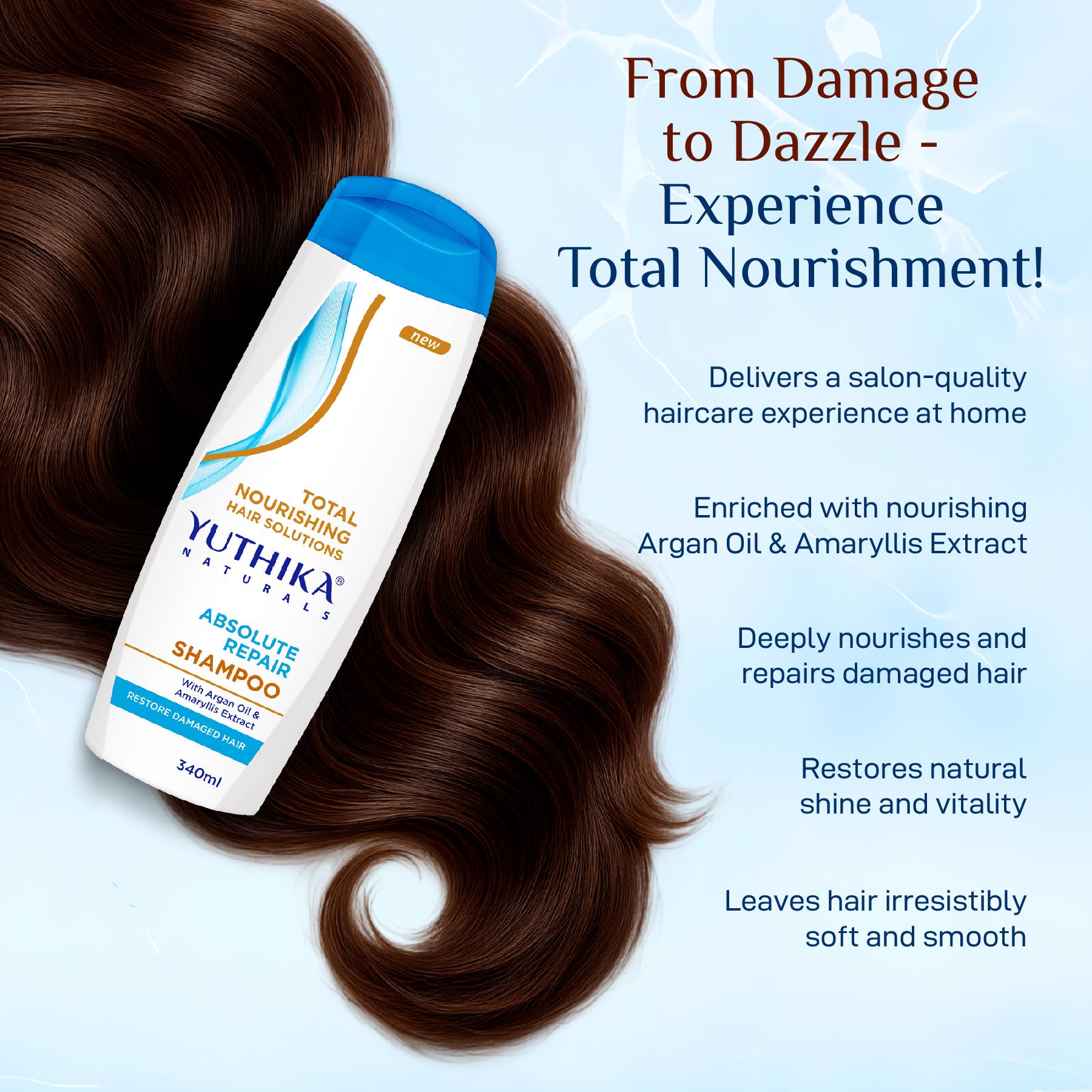 Yuthika Absolute Repair Shampoo For Damaged Hair 340ML |TOTAL Nourishing Shampoo For Women & Men| Enriched With Argan Oil & Amaryllis Extract image 4