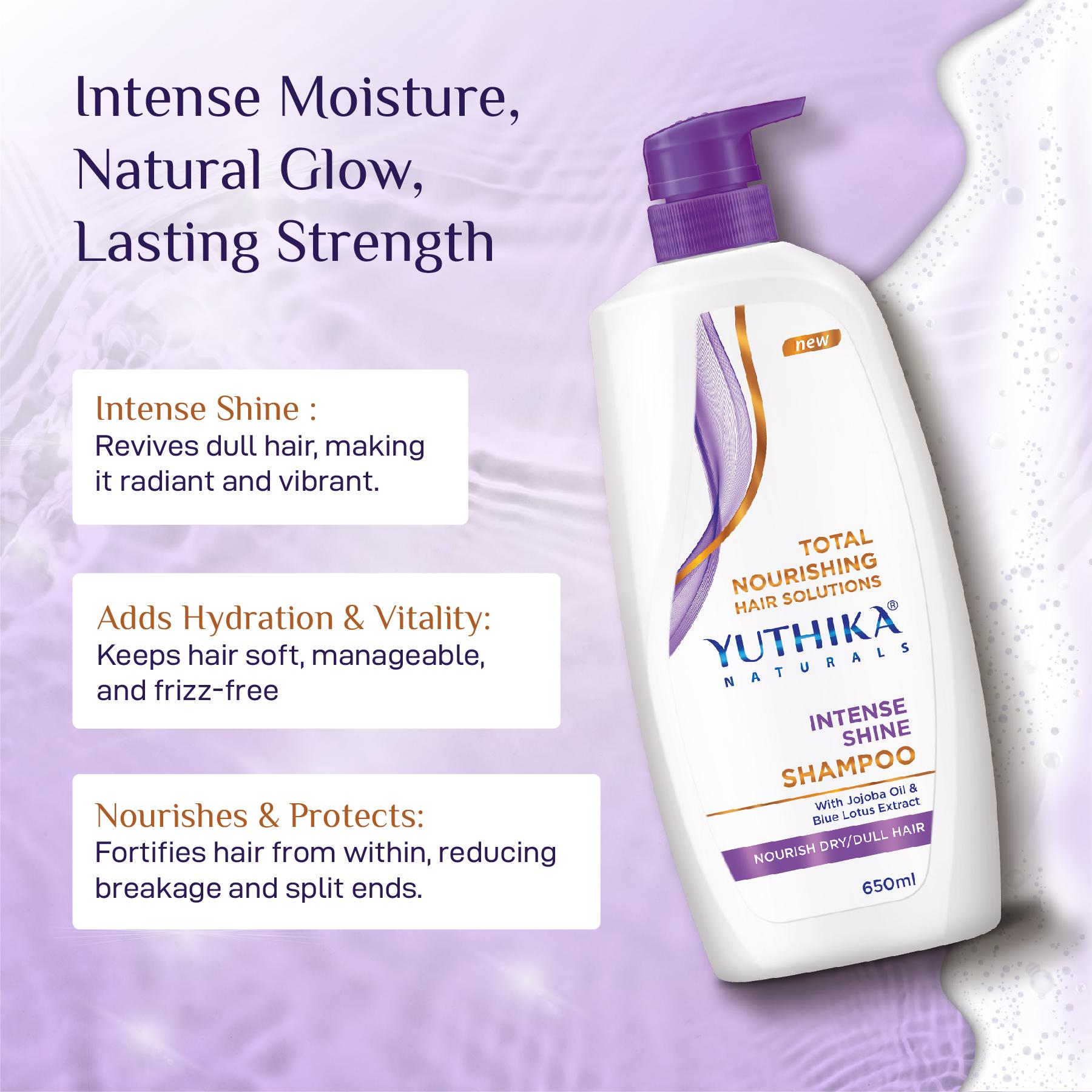 Yuthika Intense Shine Shampoo For Women & Men 650ML | Total Nourishing Hydrating Hair Shampoo For Dull, Dry & Frizzy Hair |INFUSED With Jojoba Oil & Blue Lotus Extract image 4