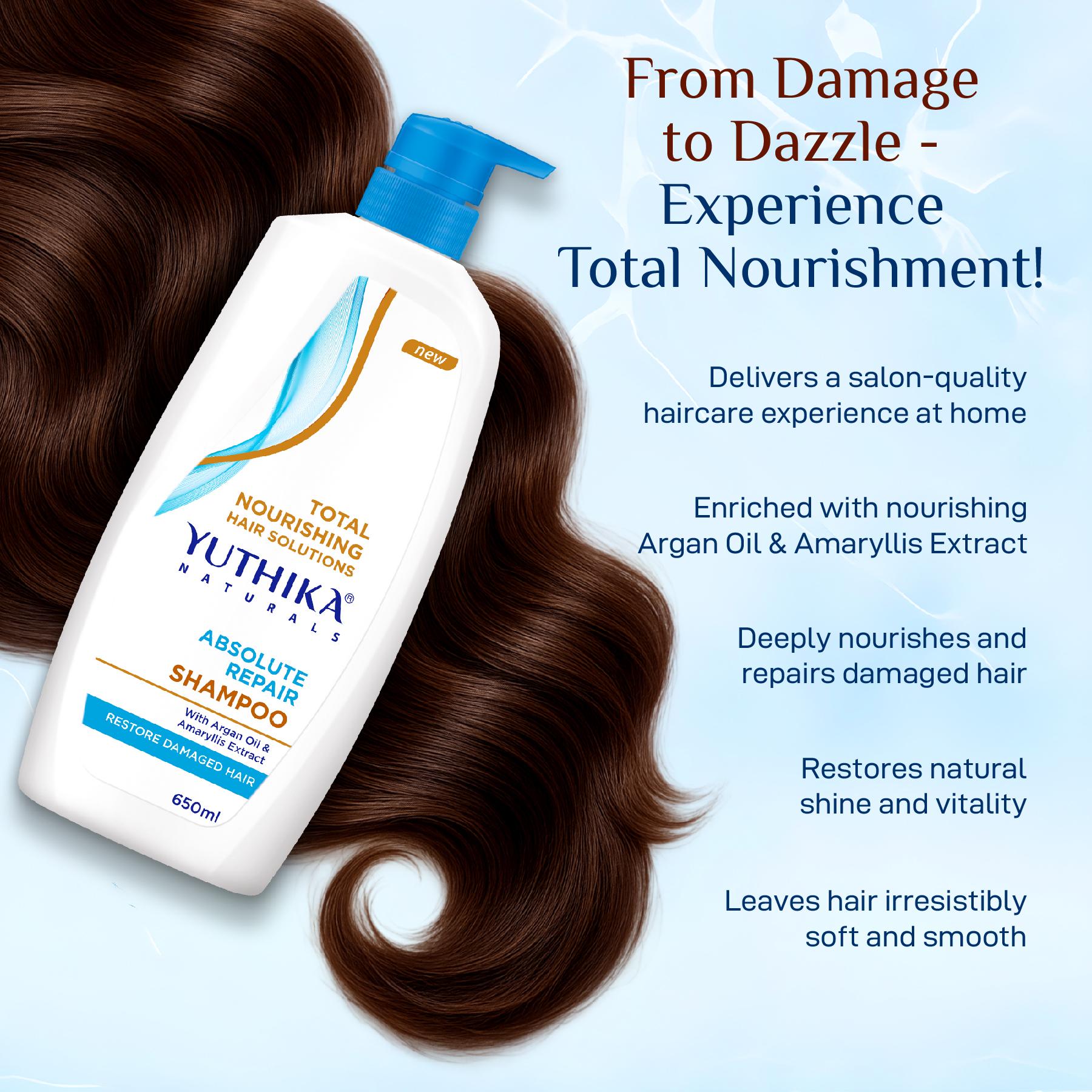 Yuthika Absolute Repair Shampoo For Damaged Hair 650ML |TOTAL Nourishing Shampoo For Women & Men| Enriched With Argan Oil & Amaryllis Extract image 4