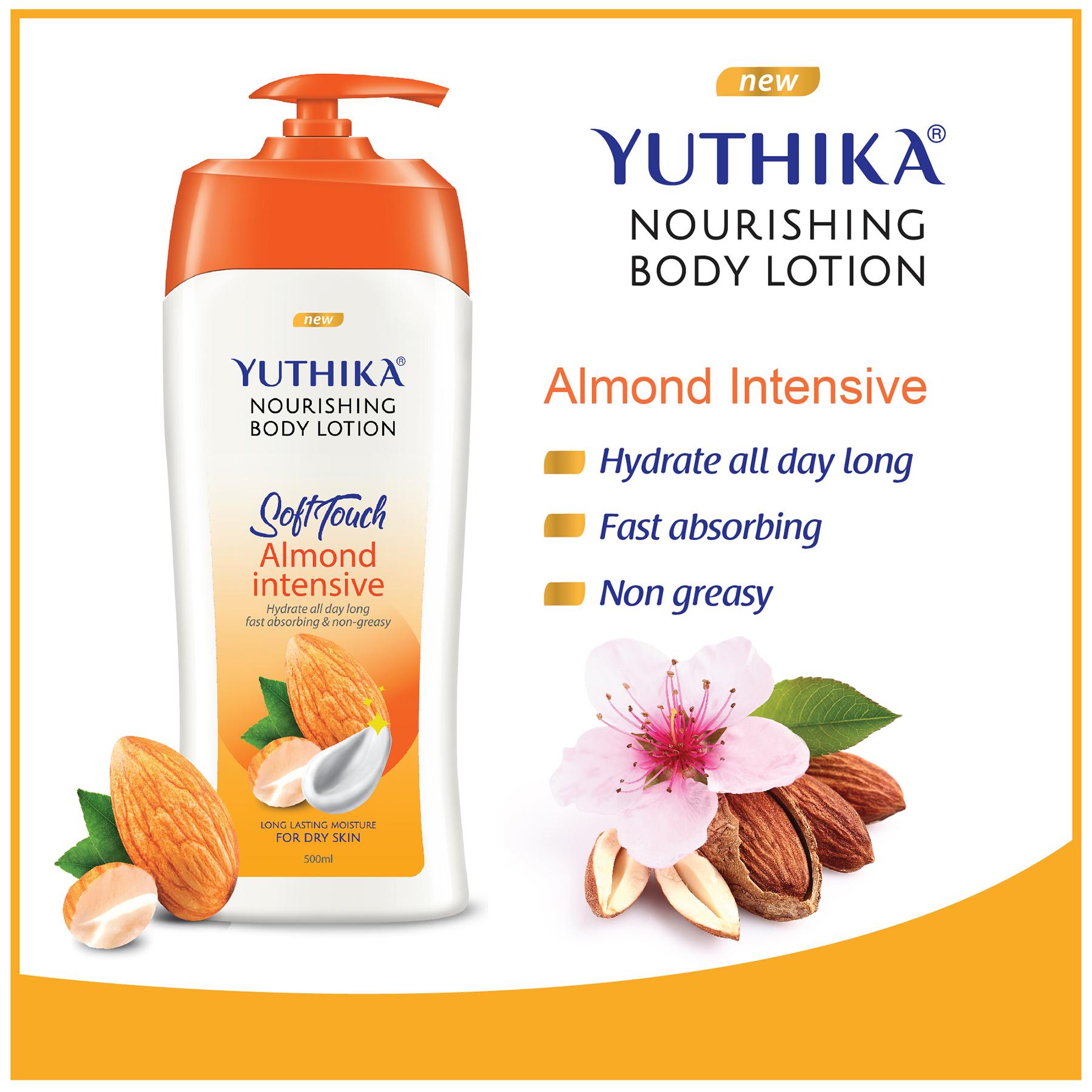 Yuthika Almond Soft Touch Body Lotion For Women & Men, Hydrating, Non-greasy Moisturizer For Soft, Smooth Skin, All Skin Types (500ML) image 4