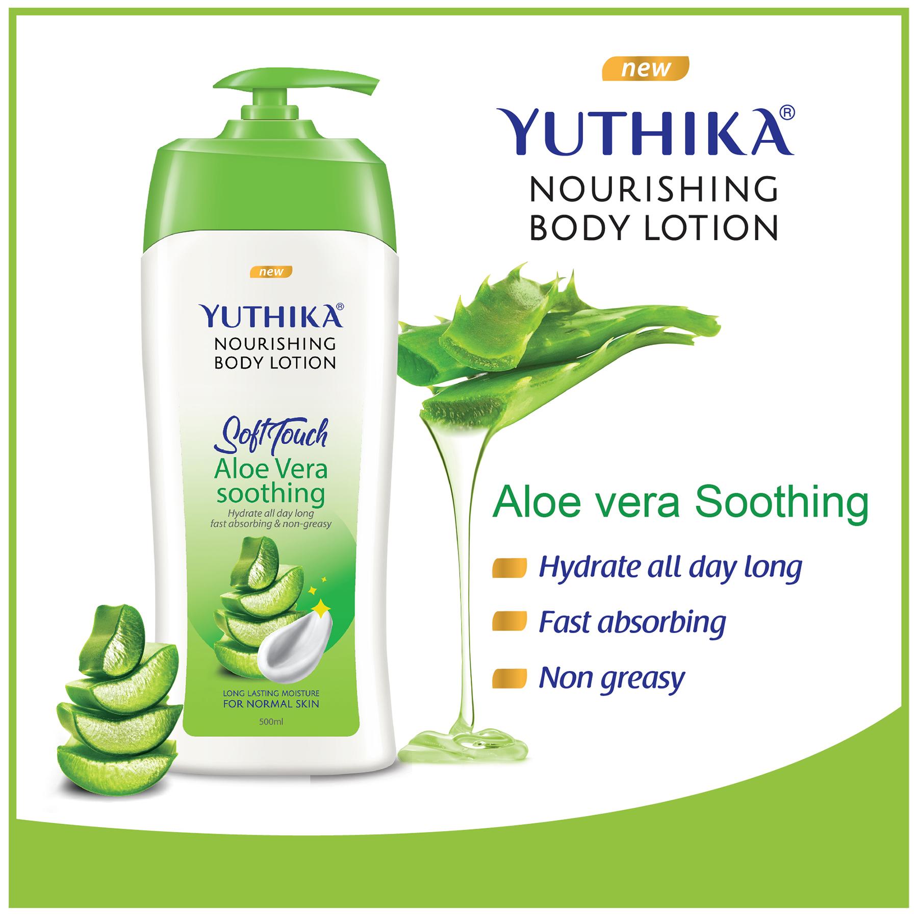 Yuthika Aloe Vera Soft Touch Body Lotion For Women & Men, Lightweight, Non-greasy Moisturizer For Soft, Smooth Skin, All Skin Types (500ML) image 4