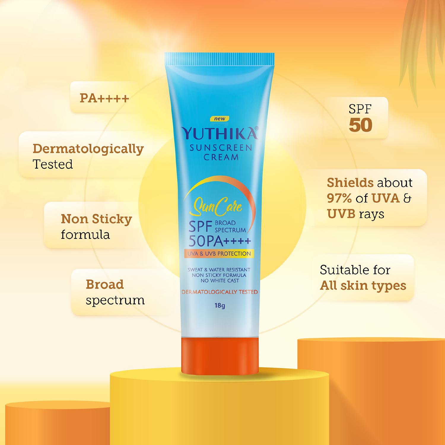Yuthika Sunscreen Lotion Spf 50 Pa+++ 18G | High Protection, Non-greasy Formula, Uva & Uvb Protection For All Skin Types image 4
