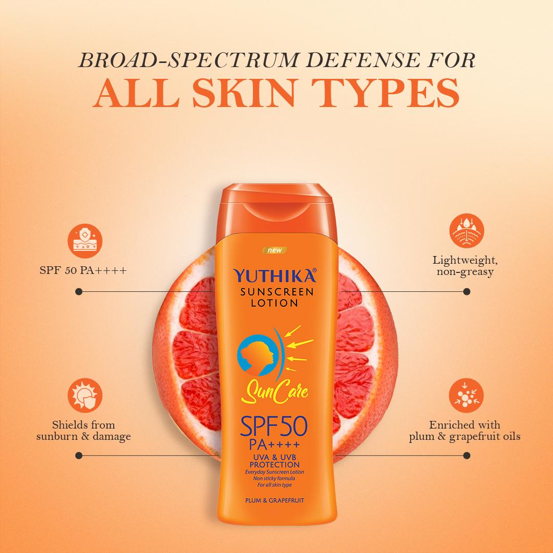 Yuthika Sunscreen Lotion Spf 50 Pa+++ 300ML | High Protection, Non-greasy Formula, Uva & Uvb Protection For All Skin Types image 4