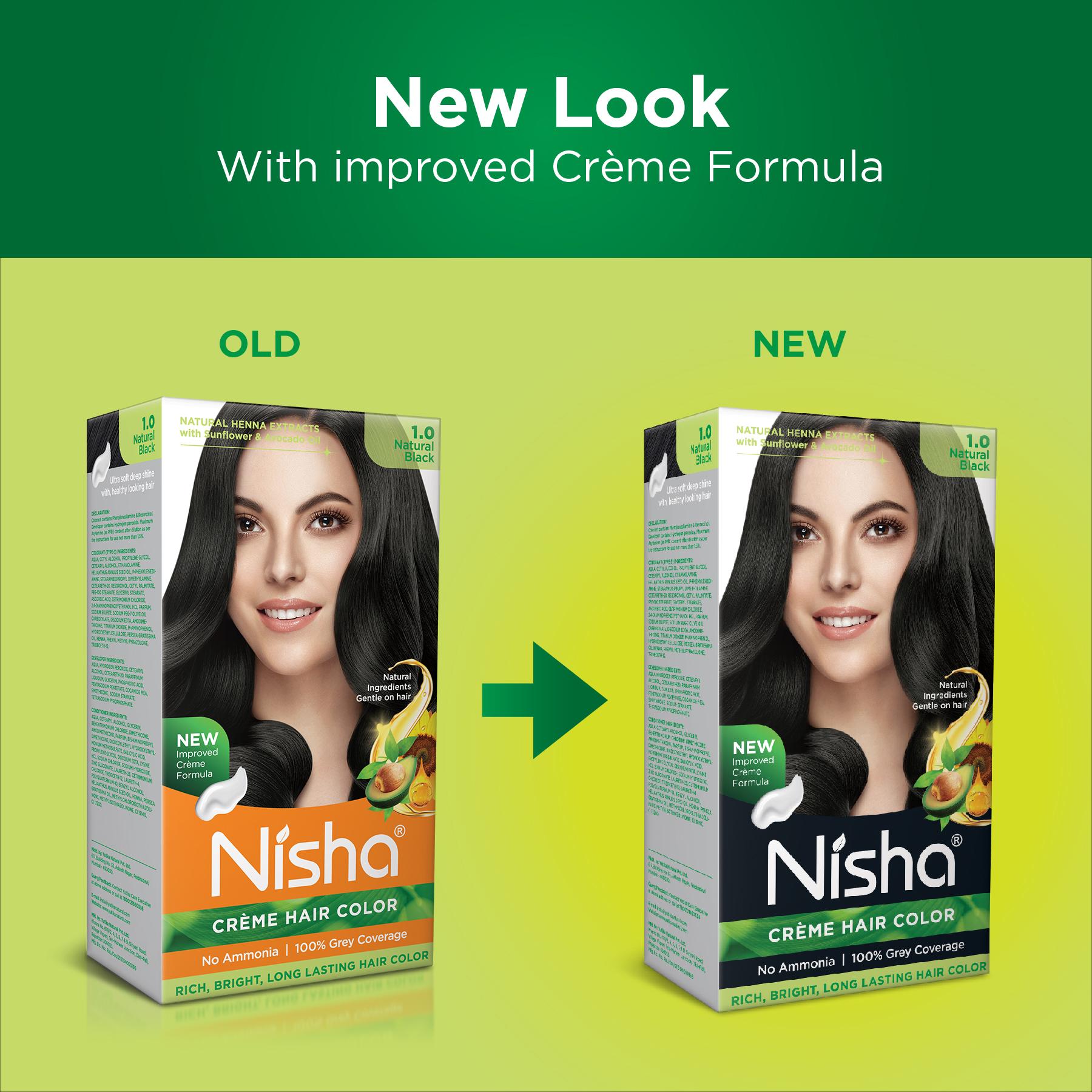 Nisha Creme Hair Color For Women - Natural Black, 60G+60ML, Long-lasting, 100% Grey Coverage Permanent Hair Colour For Soft, Shiny, Healthy Hair image 4