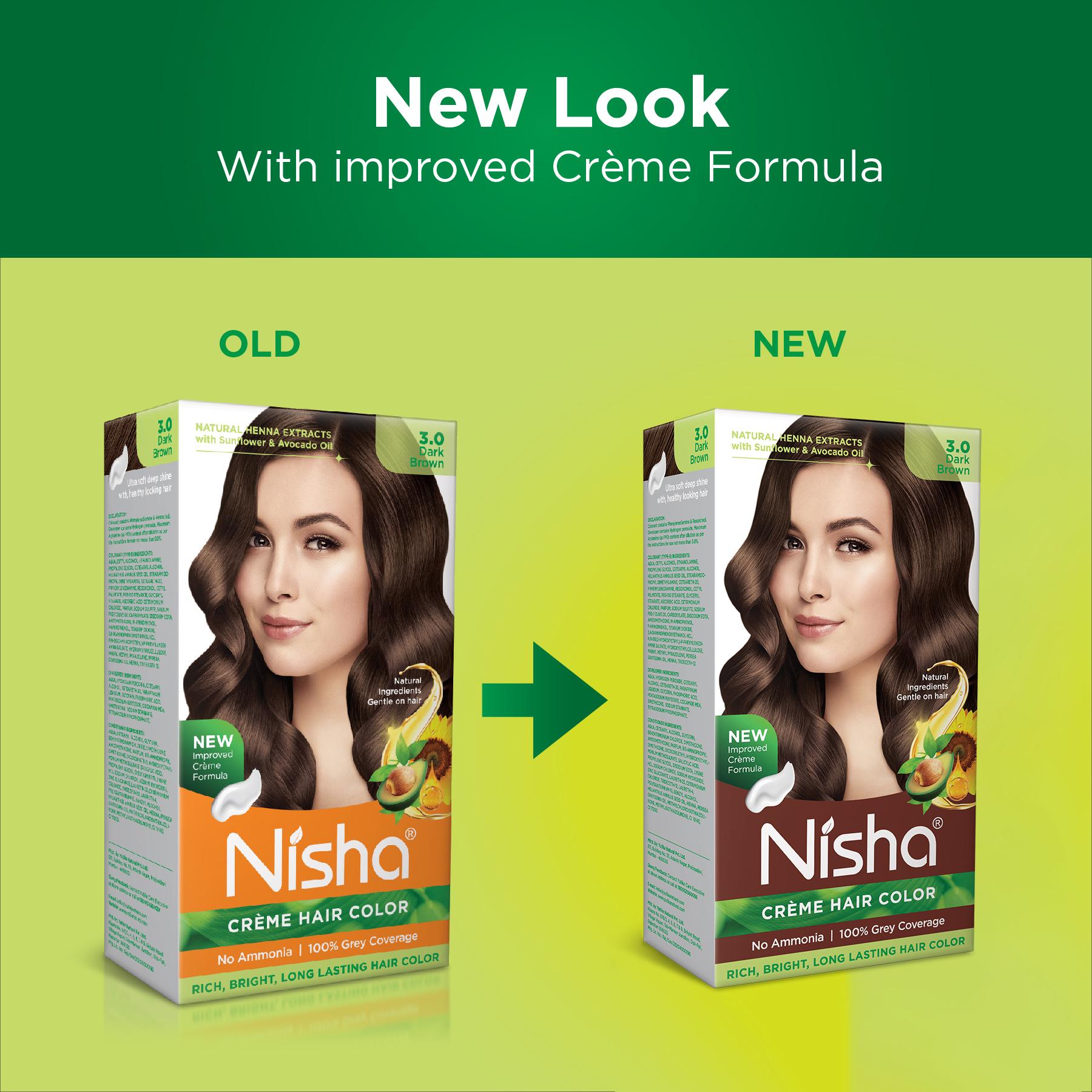 Nisha Creme Hair Color For Women - Dark Brown, 60G+60ML, Long-lasting, 100% Grey Coverage Permanent Hair Colour For Soft, Shiny, Healthy Hair image 4