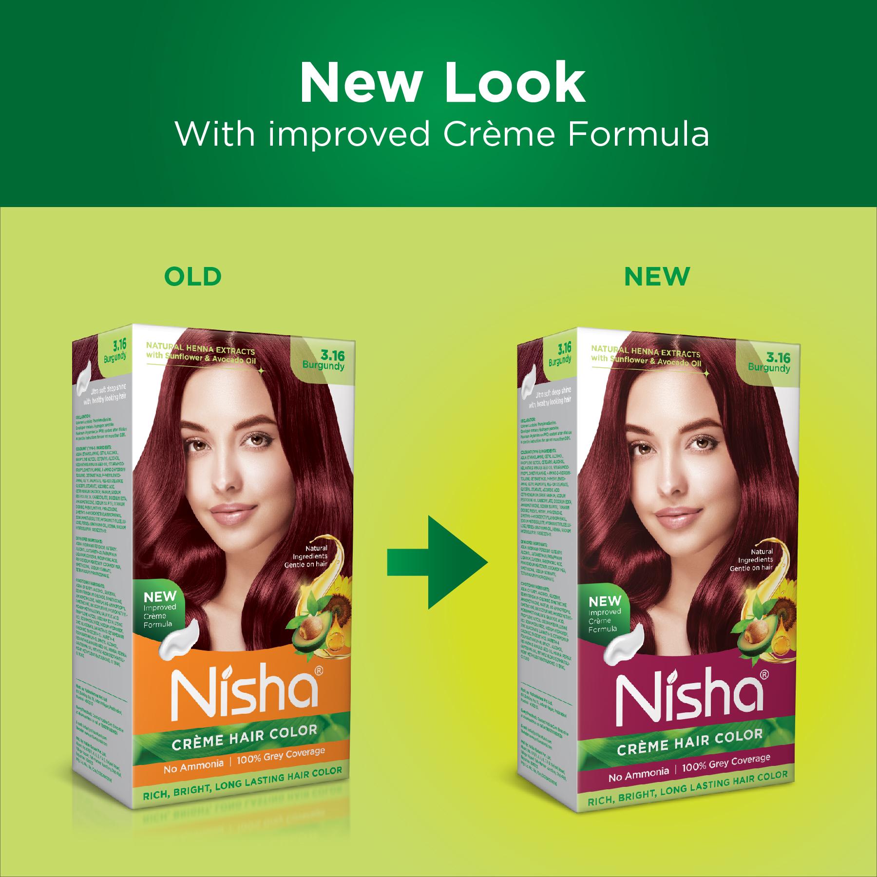 Nisha Creme Hair Color For Women - Burgundy, 60G+60ML, Long-lasting, 100% Grey Coverage Permanent Hair Colour For Soft, Shiny, Healthy Hair image 4
