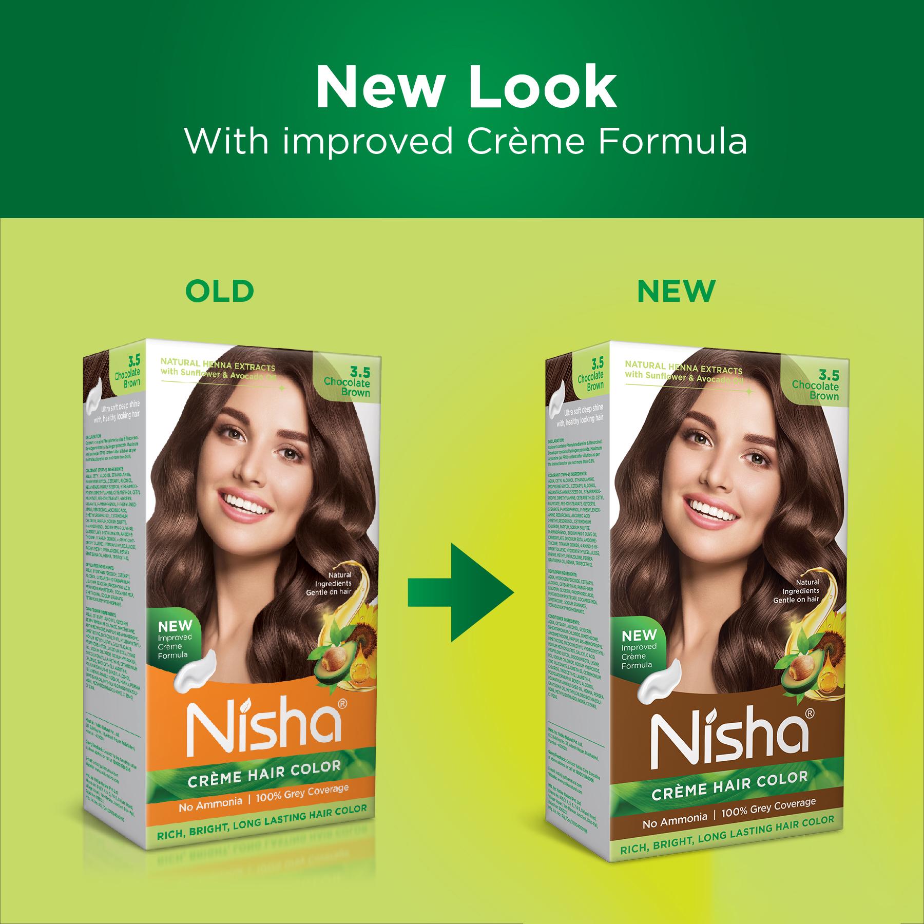 Nisha Creme Hair Color For Women - Chocolate Brown, 60G+60ML, Long-lasting, 100% Grey Coverage Permanent Hair Colour For Soft, Shiny, Healthy Hair image 4