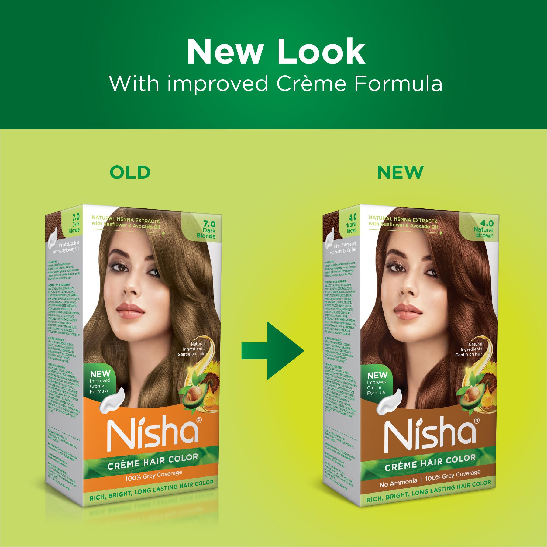 Nisha Creme Hair Color For Women - Natural Brown, 60G+60ML, Long-lasting, 100% Grey Coverage Permanent Hair Colour For Soft, Shiny, Healthy Hair image 4