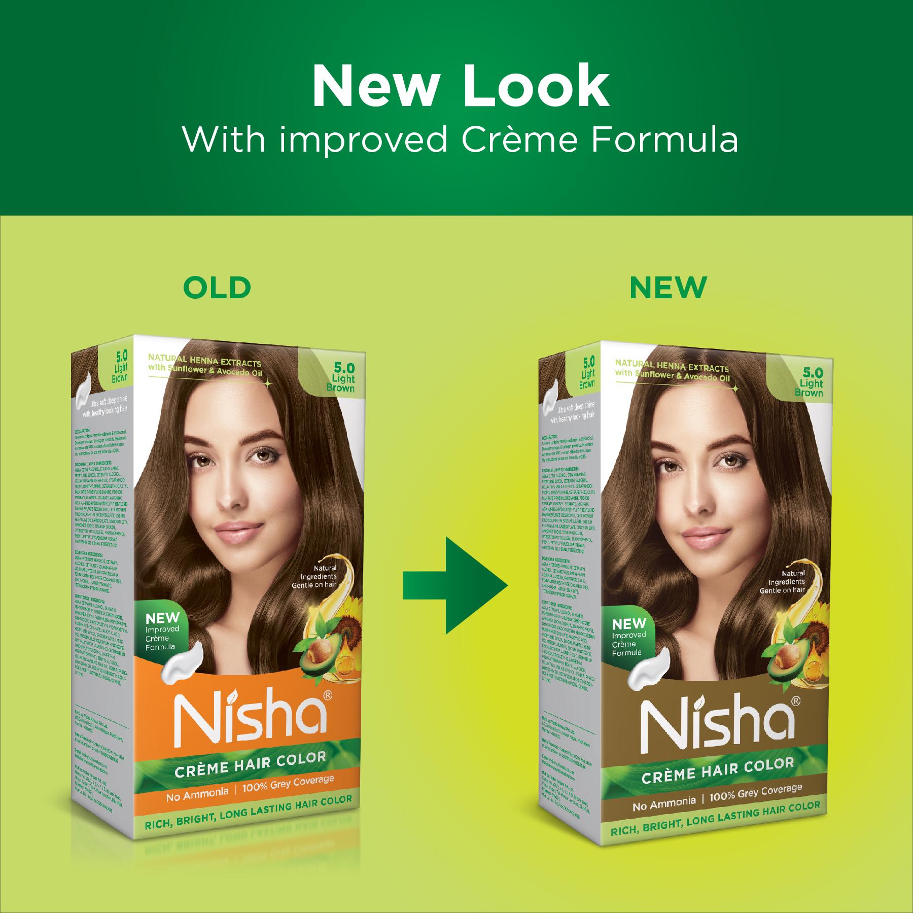 Nisha Creme Hair Color For Women - Light Brown, 60G+60ML, Long-lasting, 100% Grey Coverage Permanent Hair Colour For Soft, Shiny, Healthy Hair image 4
