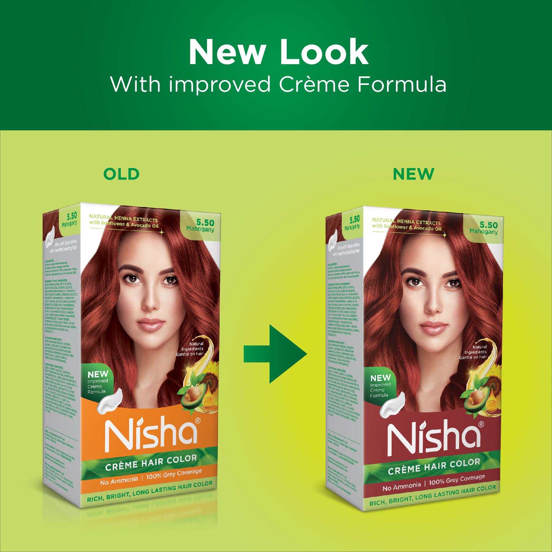 Nisha Creme Hair Color For Women - Mahogany, 60G+60ML, Long-lasting, 100% Grey Coverage Permanent Hair Colour For Soft, Shiny, Healthy Hair image 4