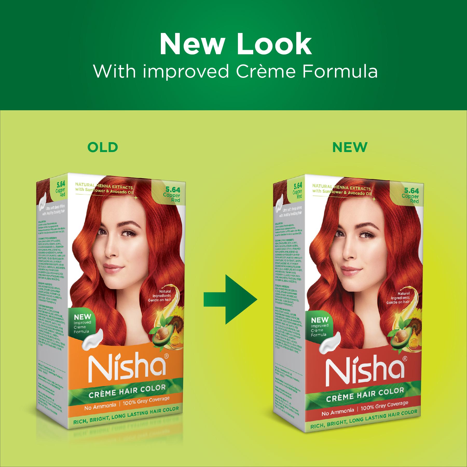 Nisha Creme Hair Color For Women - Copper Red, 60G+60ML, Long-lasting, 100% Grey Coverage Permanent Hair Colour For Soft, Shiny, Healthy Hair image 4