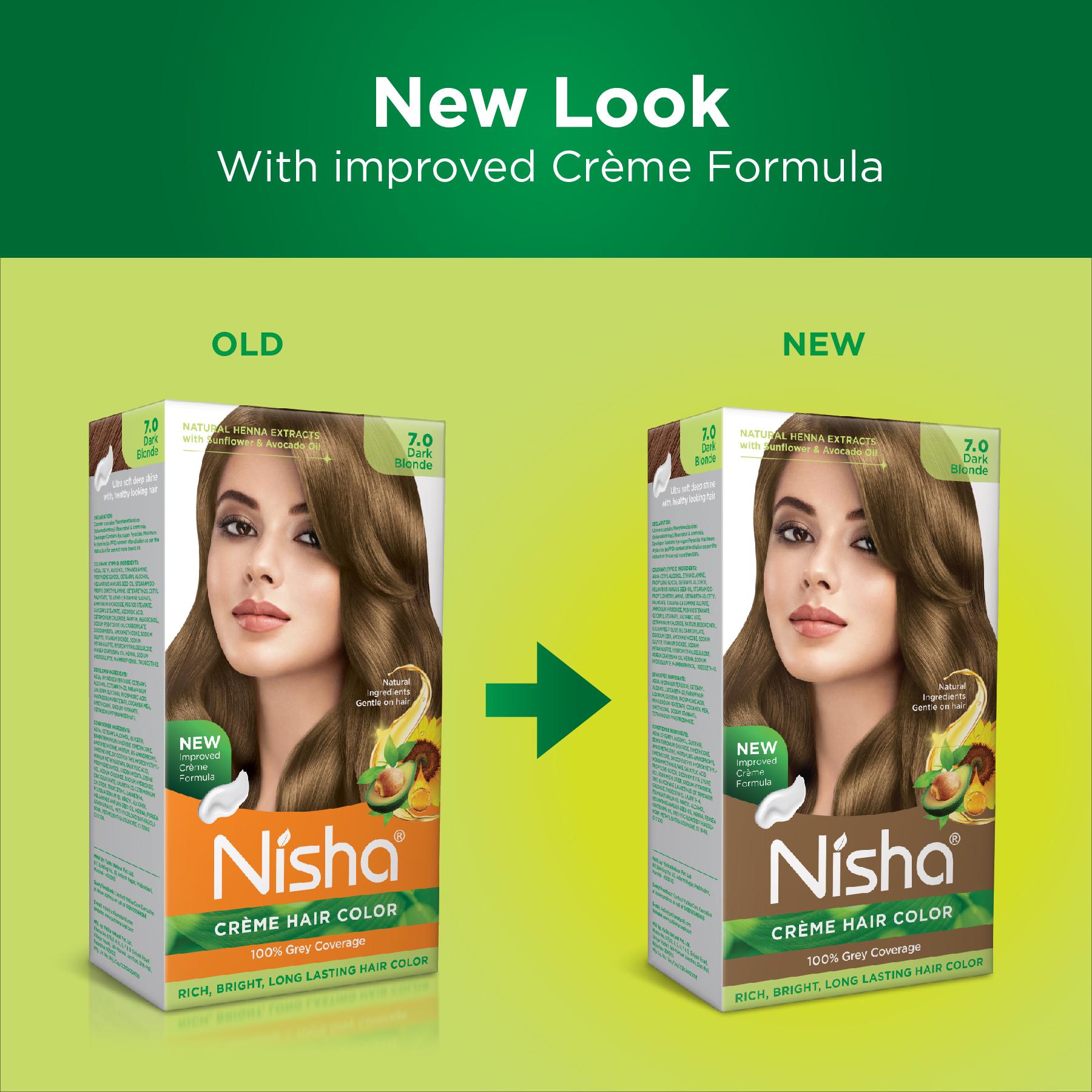 Nisha Creme Hair Color For Women - Dark Blonde, 60G+60ML, Long-lasting, 100% Grey Coverage Permanent Hair Colour For Soft, Shiny, Healthy Hair image 4