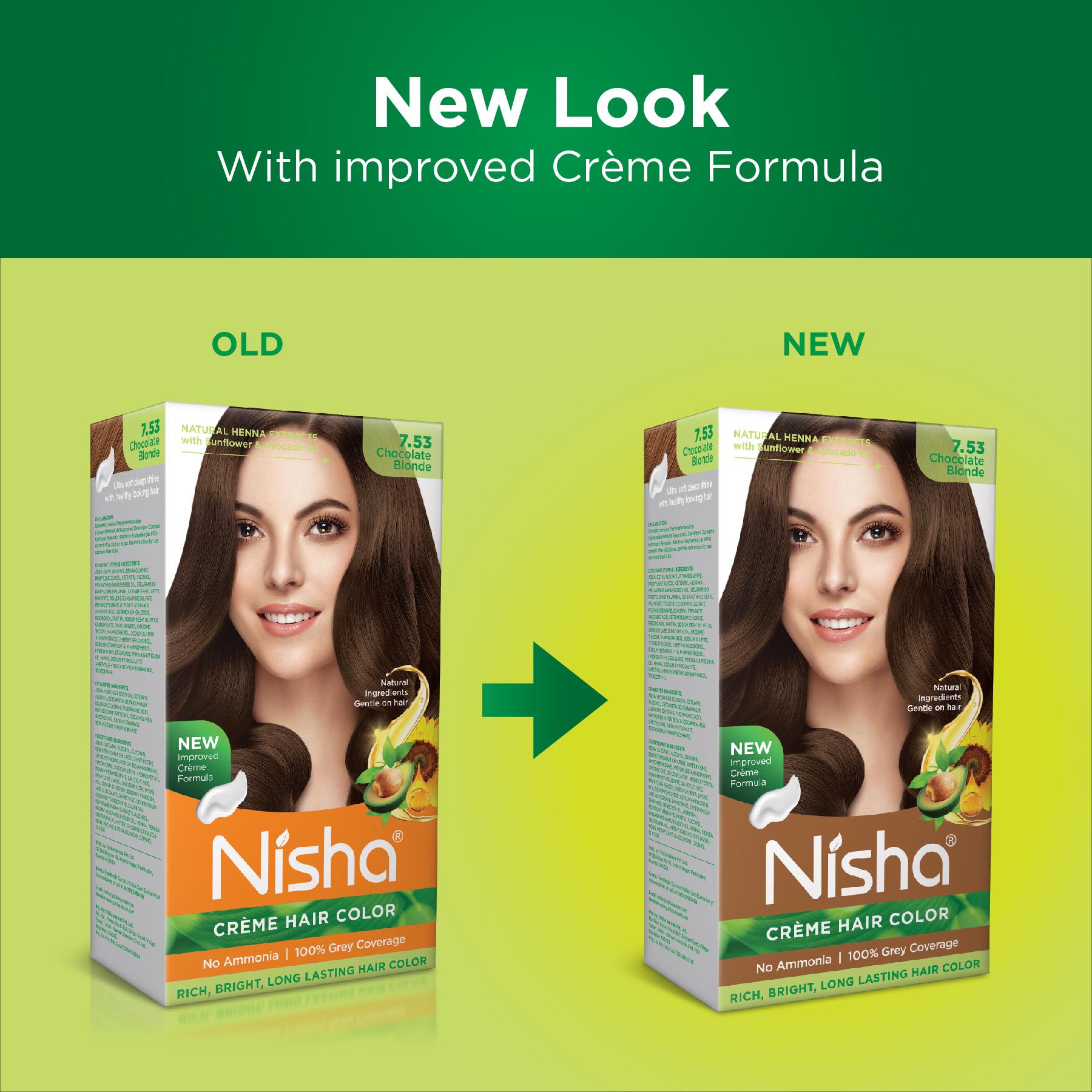 Nisha Creme Hair Color For Women - Chocolate Blonde, 60G+60ML, Long-lasting, 100% Grey Coverage Permanent Hair Colour For Soft, Shiny, Healthy Hair image 4