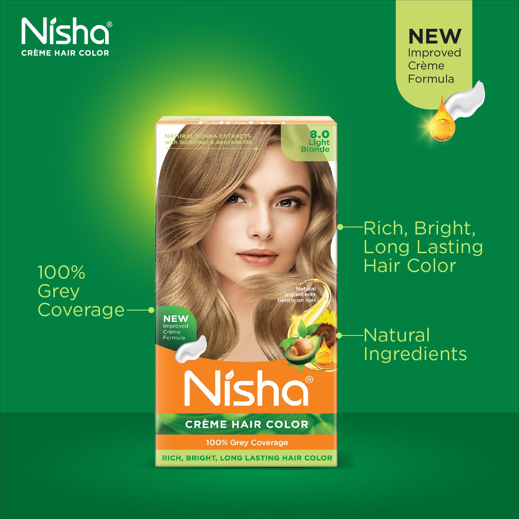 Nisha Creme Hair Color For Women - Light Blonde, 60G+60ML, Long-lasting, 100% Grey Coverage Permanent Hair Colour For Soft, Shiny, Healthy Hair image 4