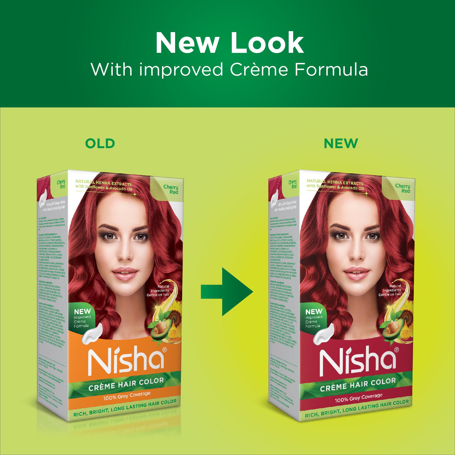 Nisha Creme Hair Color For Women - Cherry Red, 60G+60ML, Long-lasting, 100% Grey Coverage Permanent Hair Colour For Soft, Shiny, Healthy Hair image 4