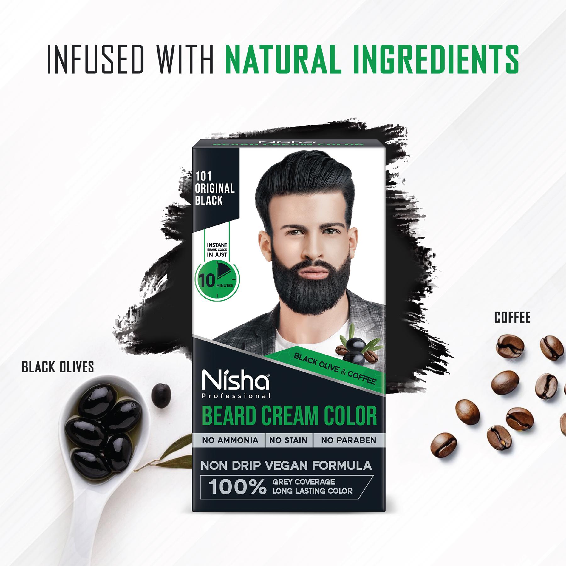 Nisha Beard Colour For Men (120GM) - Orginal Black, No Stain & Quick Color In 10 Minute, Complete Grey Coverage, Long-lasting Beard Color, Ammonia-free, Paraben-free (1 Pack) image 3