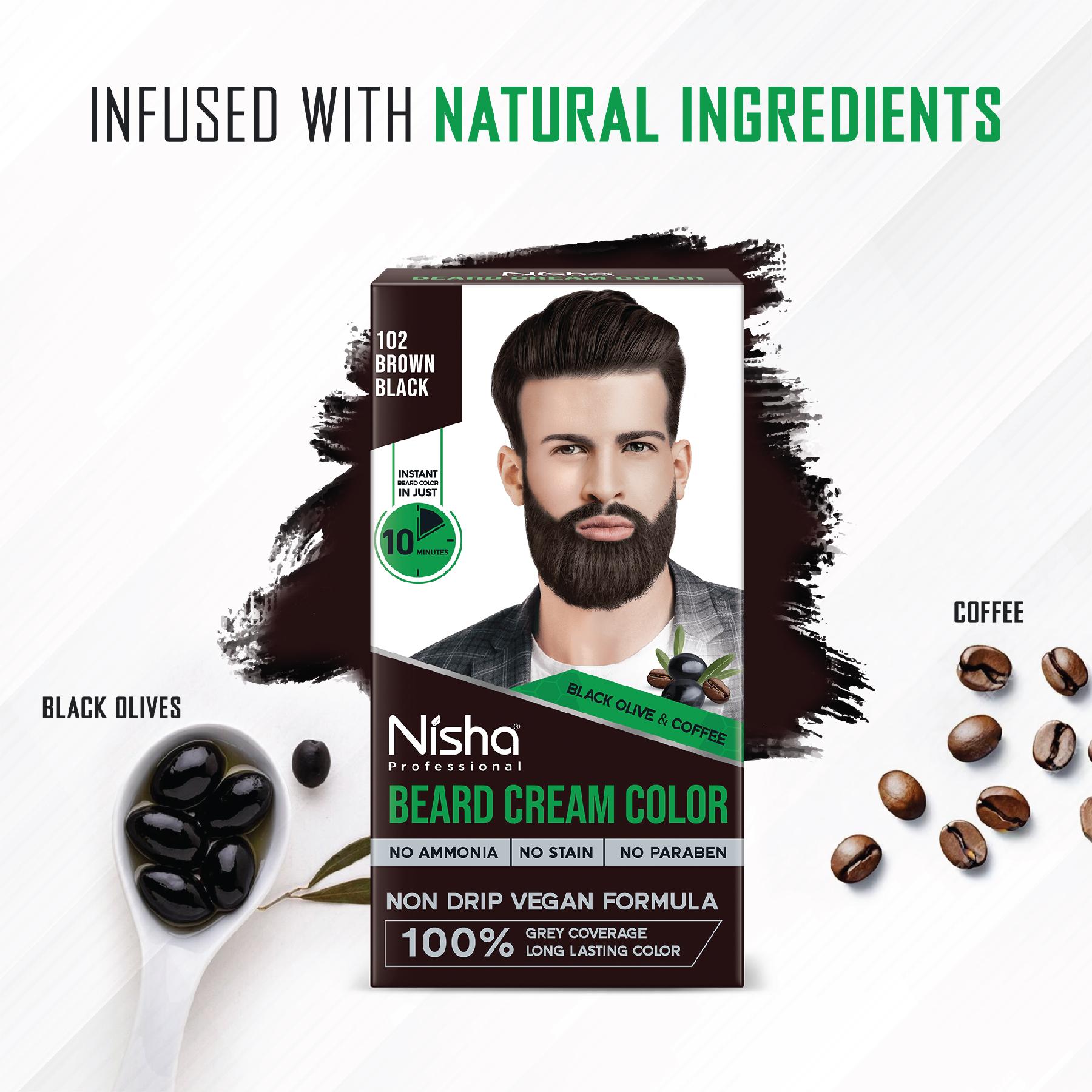 Nisha Beard Colour For Men (120GM) - Black Brown, No Stain & Quick Color In 10 Minute, Complete Grey Coverage, Long-lasting Beard Color, Ammonia-free, Paraben-free (1 Pack) image 3