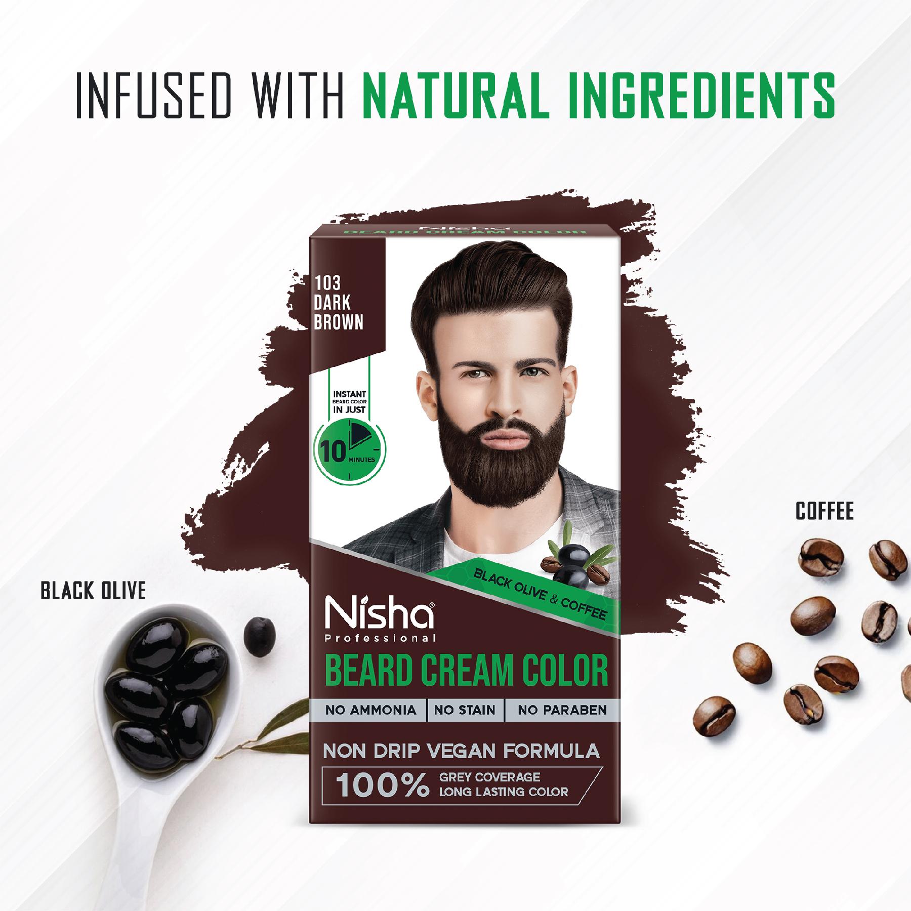 Nisha Beard Colour For Men (120GM) - Dark Brown, No Stain & Quick Color In 10 Minute, Complete Grey Coverage, Long-lasting Beard Color, Ammonia-free, Paraben-free (1 Pack) image 3