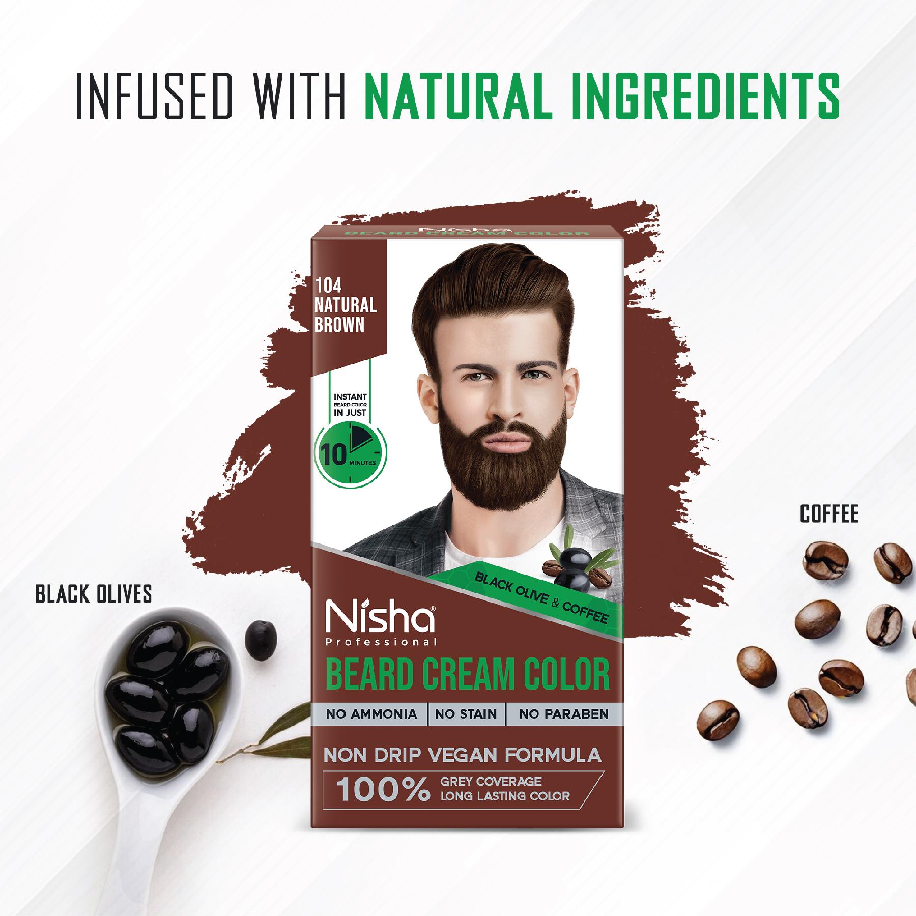 Nisha Beard Colour For Men (120GM) - Natural Brown, No Stain & Quick Color In 10 Minute, Complete Grey Coverage, Long-lasting Beard Color, Ammonia-free, Paraben-free (1 Pack) image 3