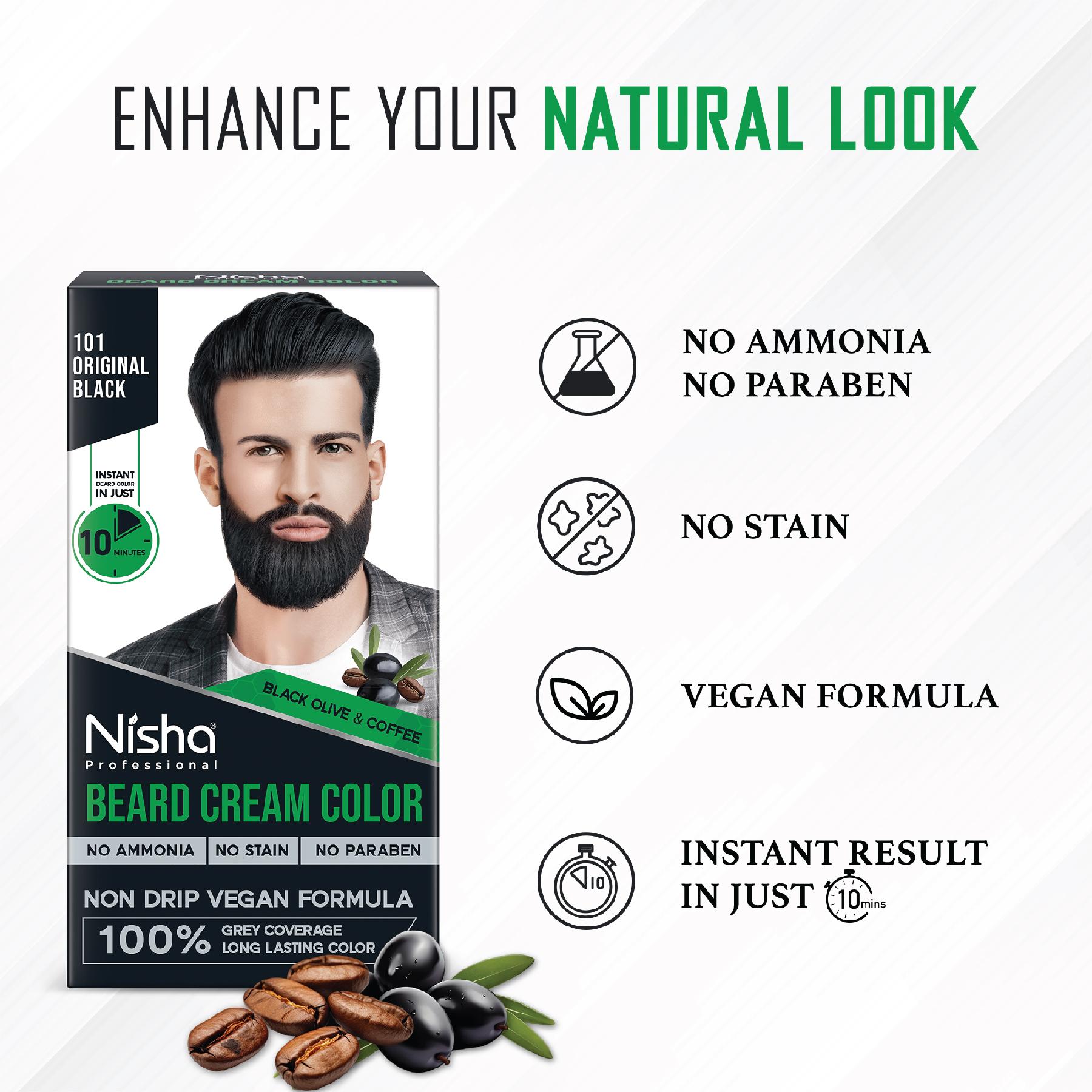 Nisha Beard Colour For Men (40GM) - Original Black, No Stain & Quick Color In 10 Minute, Complete Grey Coverage, Ammonia Free, Paraben Free (1 Pack) image 4