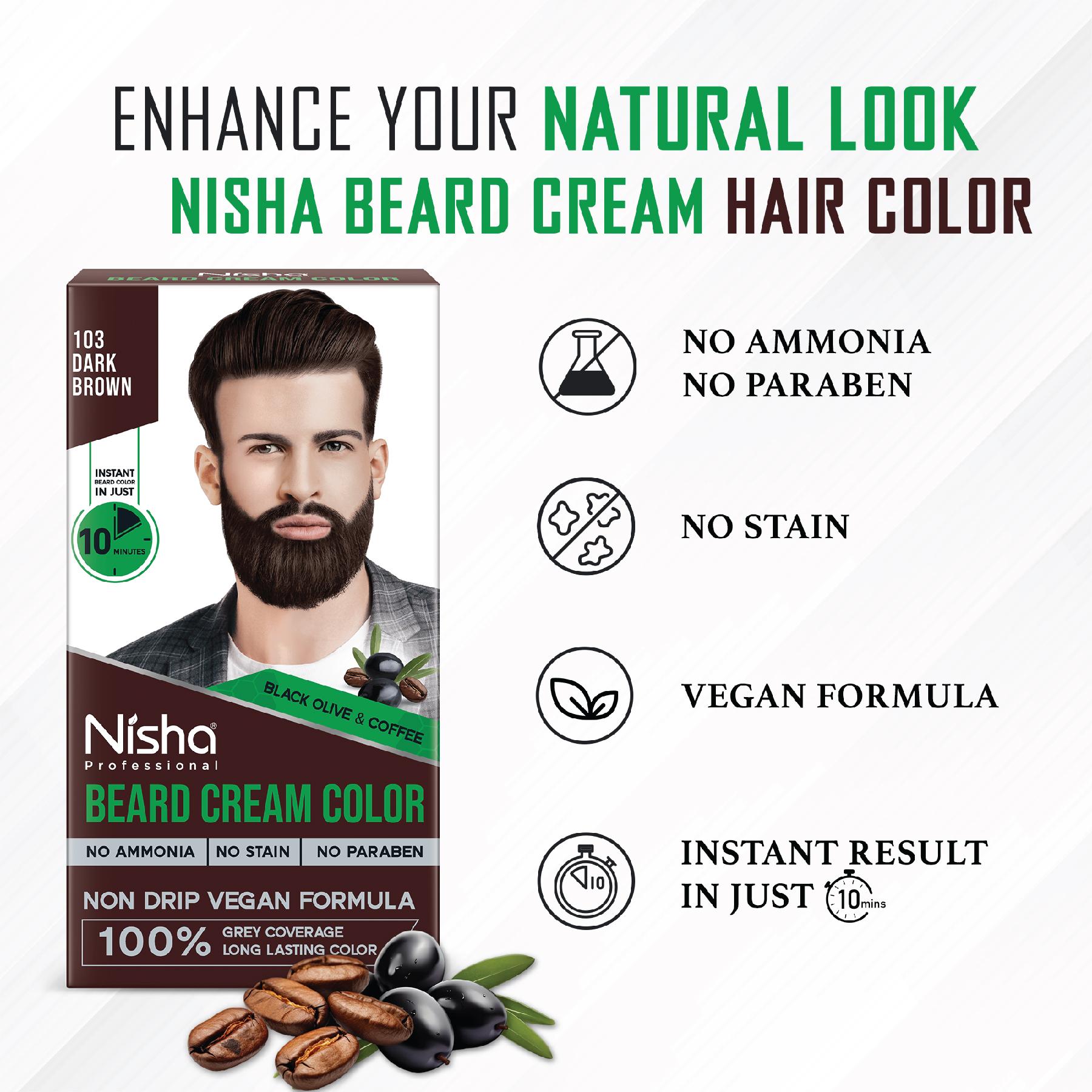 Nisha Beard Colour For Men (40GM) - Dark Brown, No Stain & Quick Color In 10 Minute, Complete Grey Coverage, Ammonia Free, Paraben Free (1 Pack) image 4
