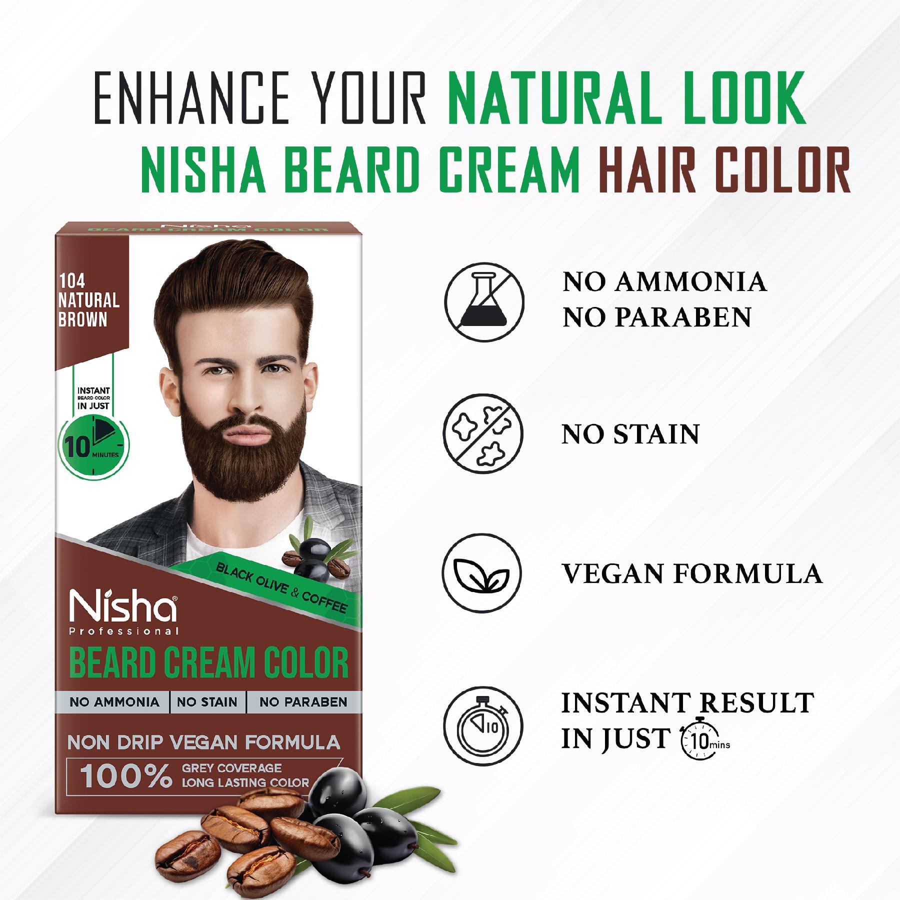 Nisha Beard Colour For Men (40GM) - Natural Brown, No Stain & Quick Color In 10 Minute, Complete Grey Coverage, Ammonia Free, Paraben Free (1 Pack) image 4