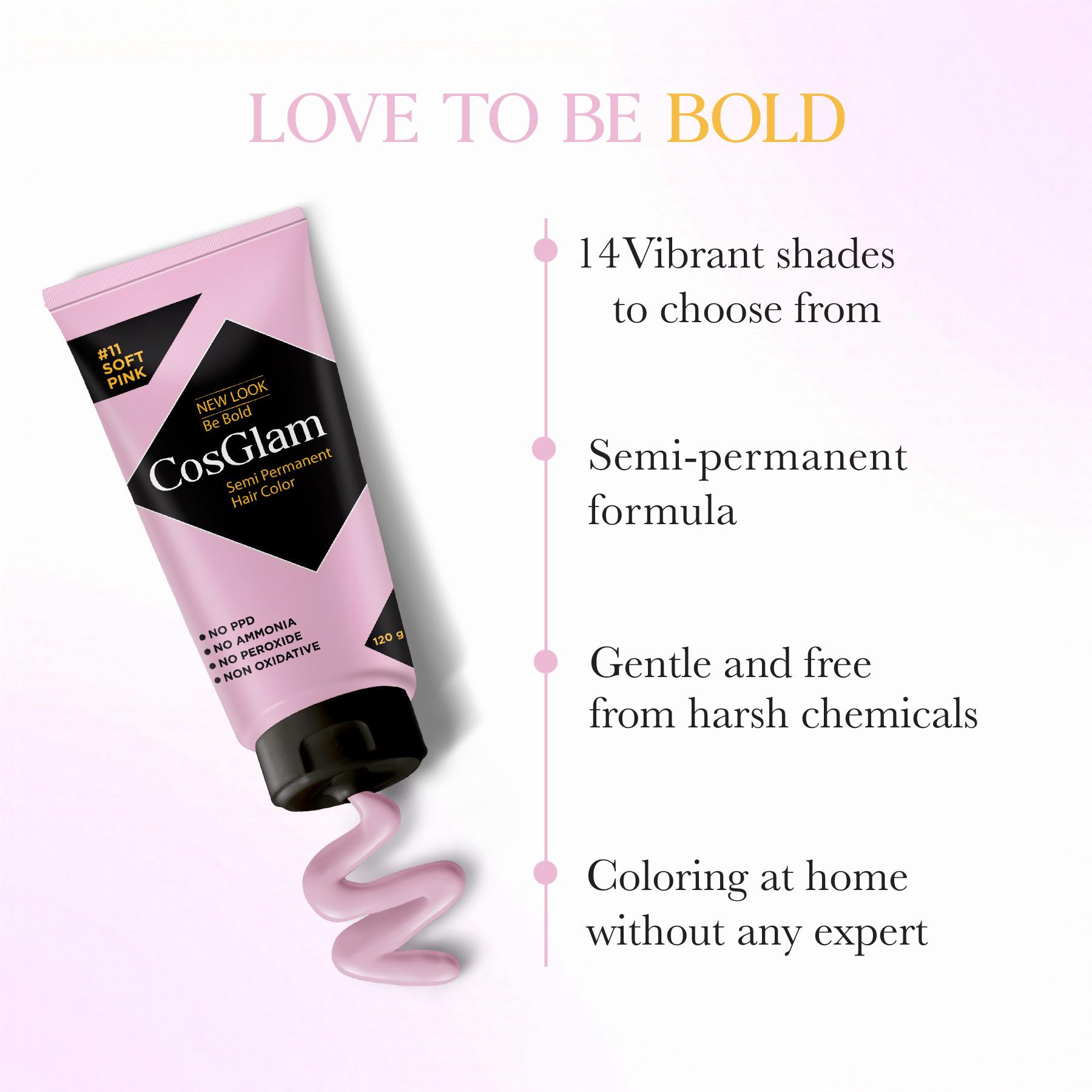 Cosglam Semi Permanent Hair Color For Women & Men, (120G, #11 Soft Pink) Enriched With Conditioner, Glossy Finish, No Ammonia, No Peroxide & Non Oxidative image 4
