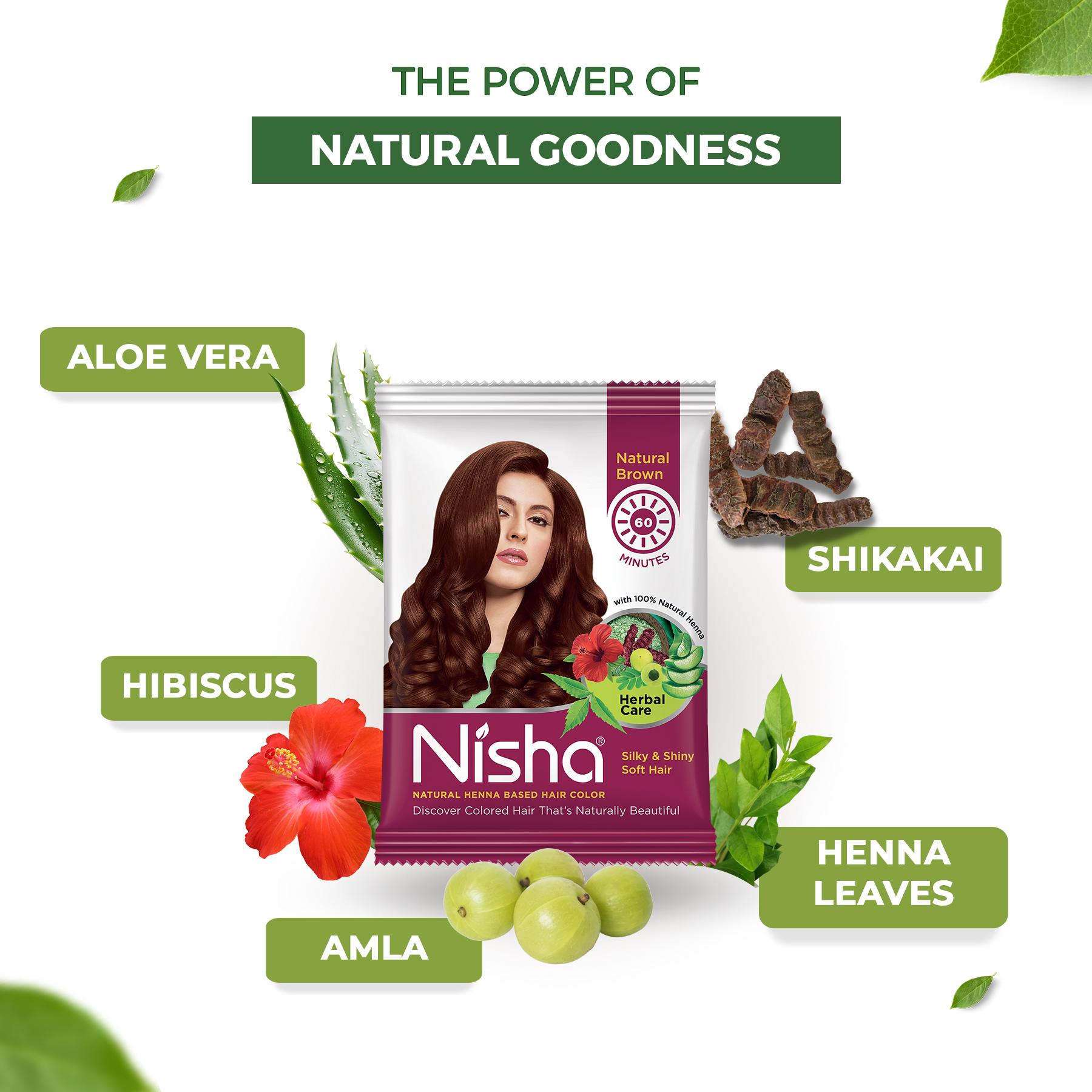 Nisha Natural Henna Hair Color 30G Natural Brown, Pack Of 10 image 4