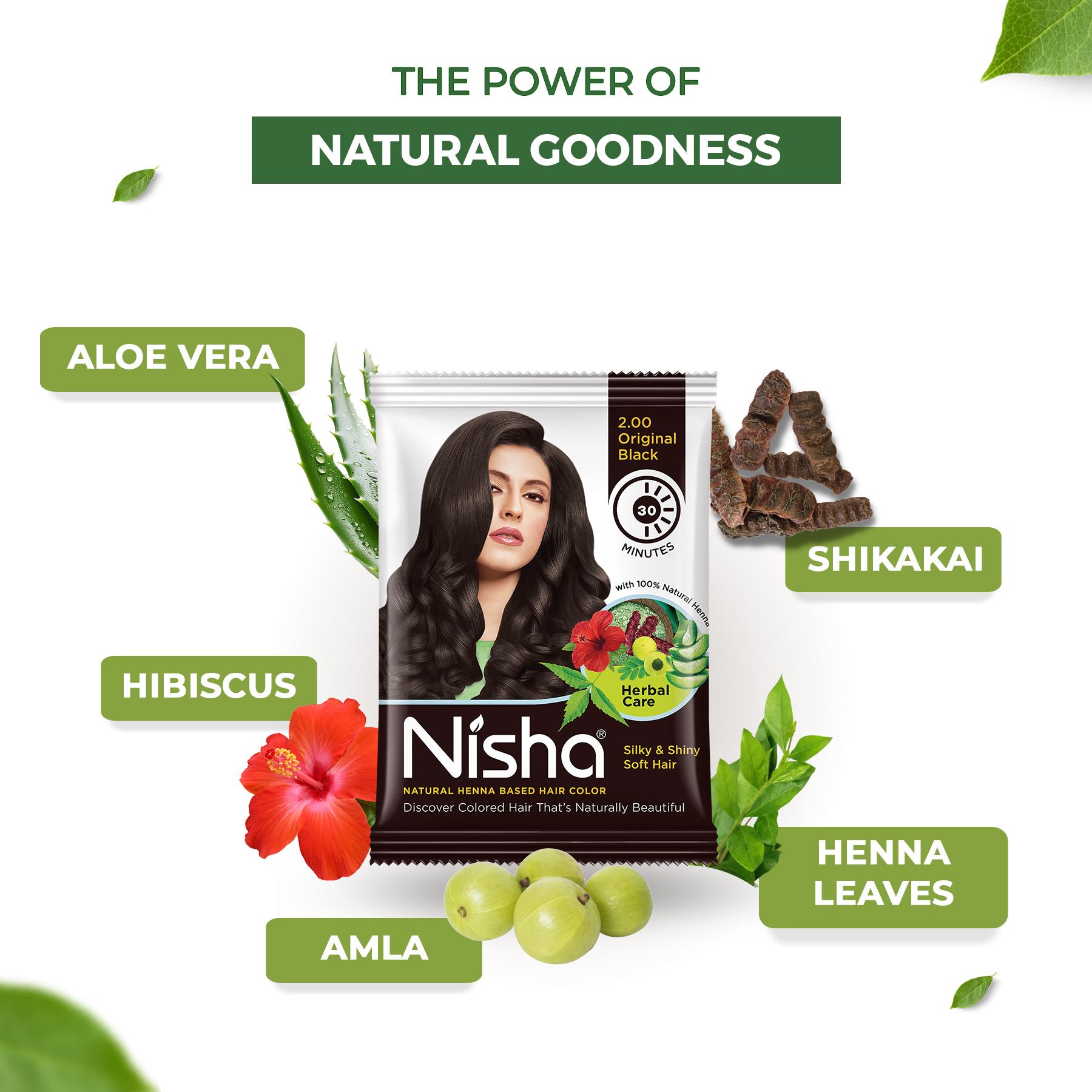 Nisha Hair Colour For Women - Original Black, 25G Each (PACK Of 10) | Herbal Conditioning | 100% Henna-based Hair Colour image 4
