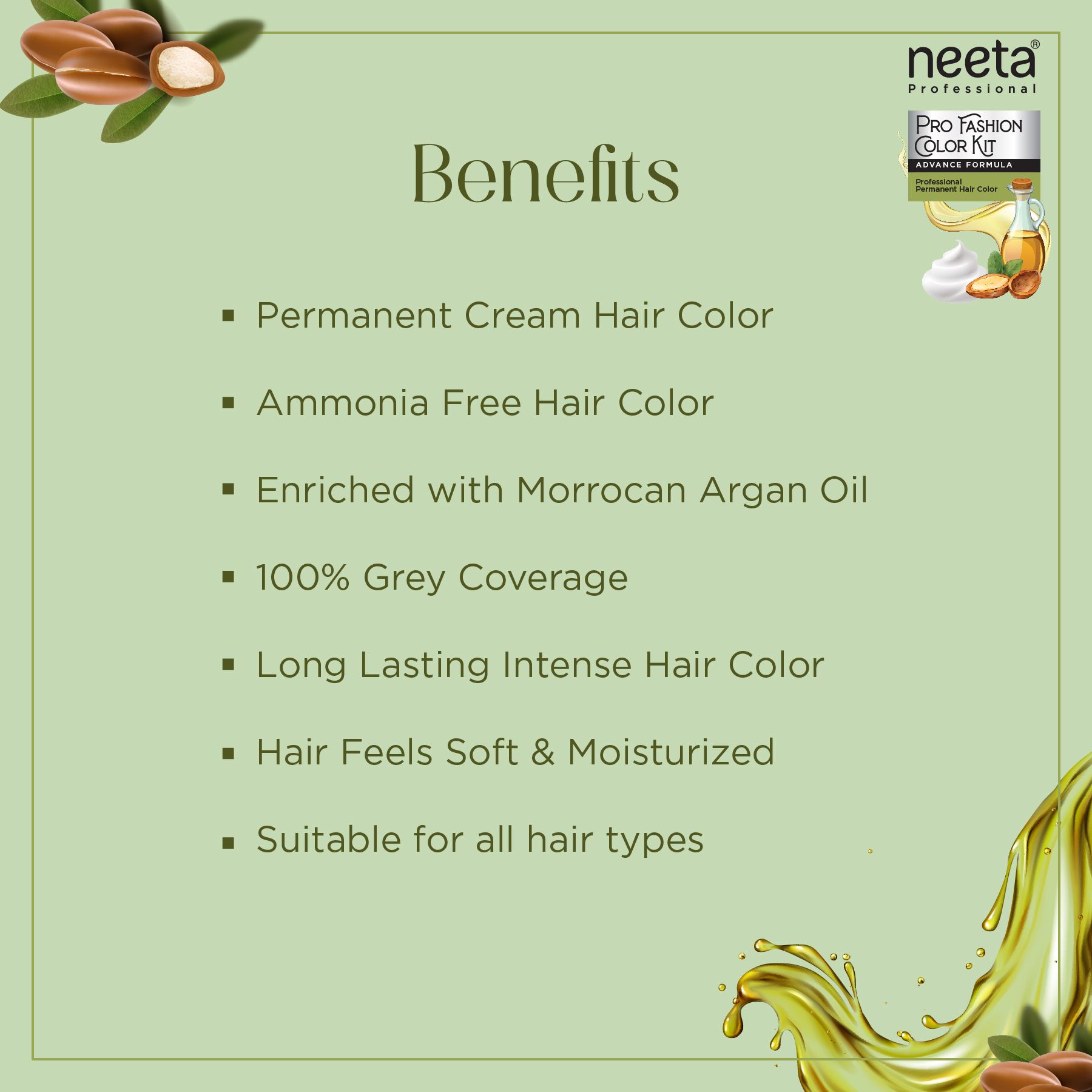Neeta Professional Fashion Color Kit Permanent Hair Color Natural Black.1.0 image 4