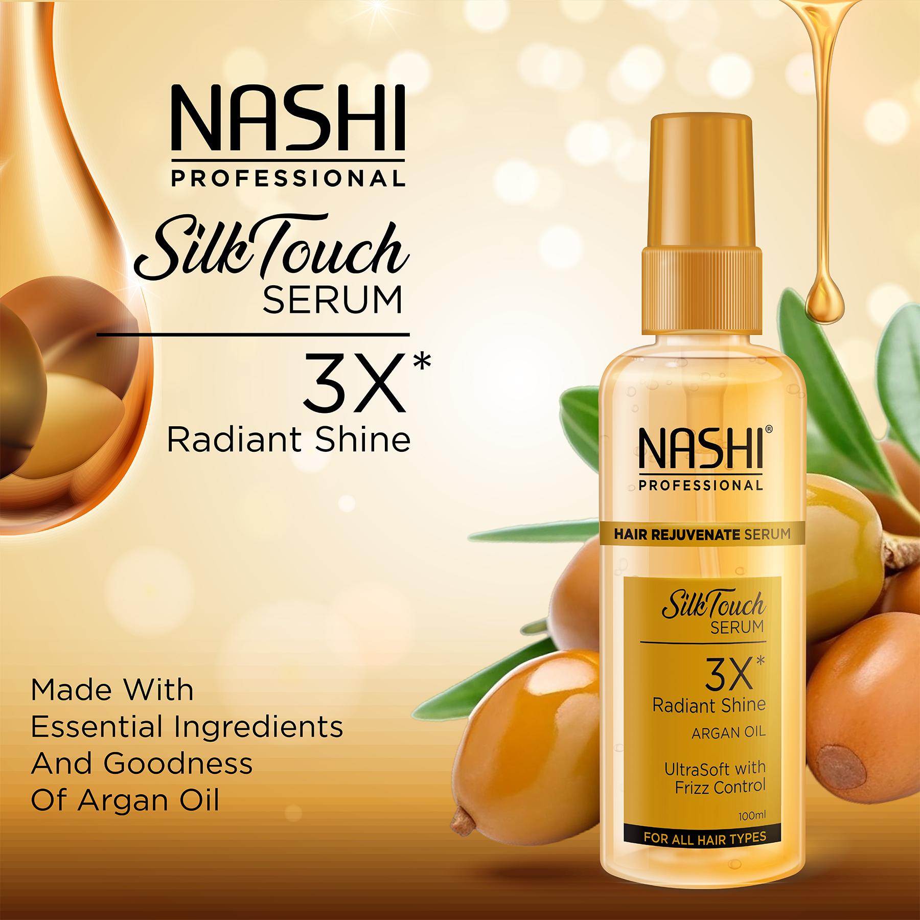 Nashi Eversilk Argan Oil Hair Serum For Women & Men, Strengthens Hair, Reduces Breakage, Adds Shine, Hydrates Scalp & Controls Frizz (100ML) image 4