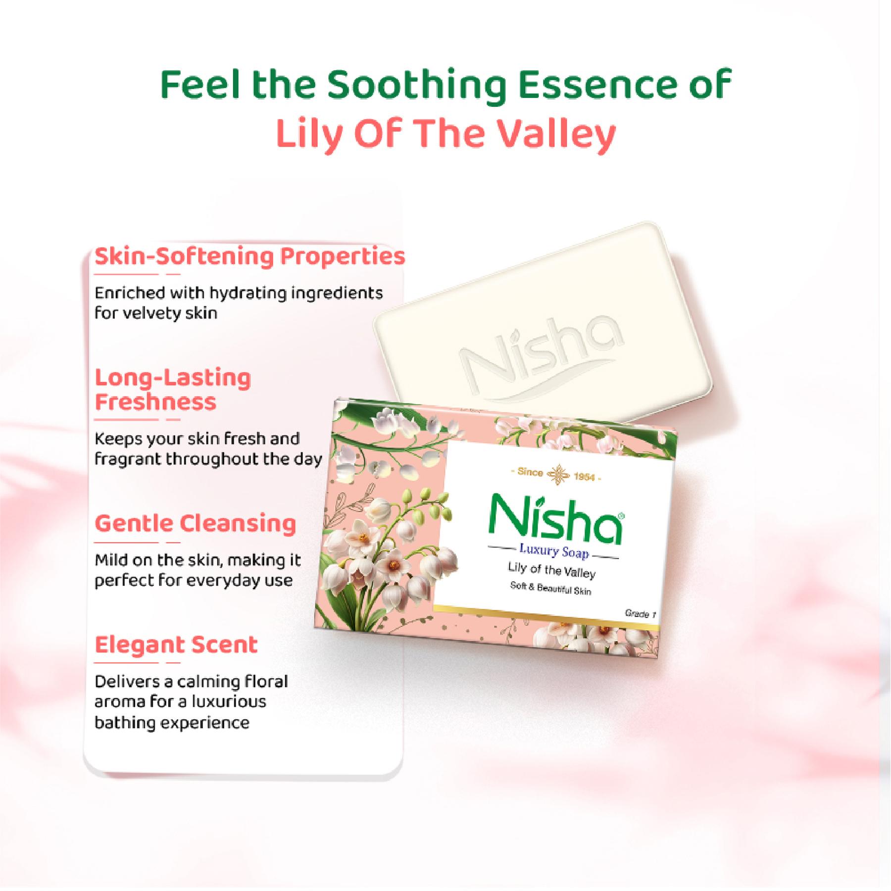 Nisha Luxury Soap Bar Lily Of The Valley For Soft & Beautiful Skin White Pack Of 6 image 4