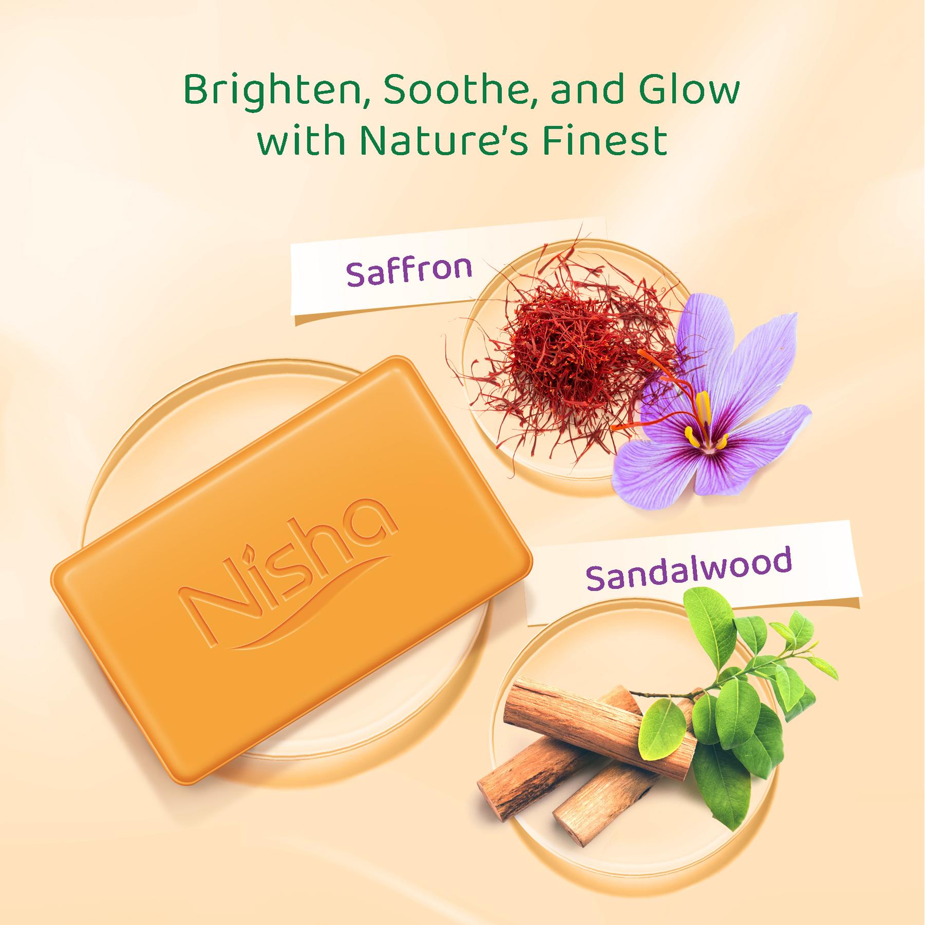 Nisha Luxury Soap Bar Saffron & Chandan 100G Pack Of 6 image 4