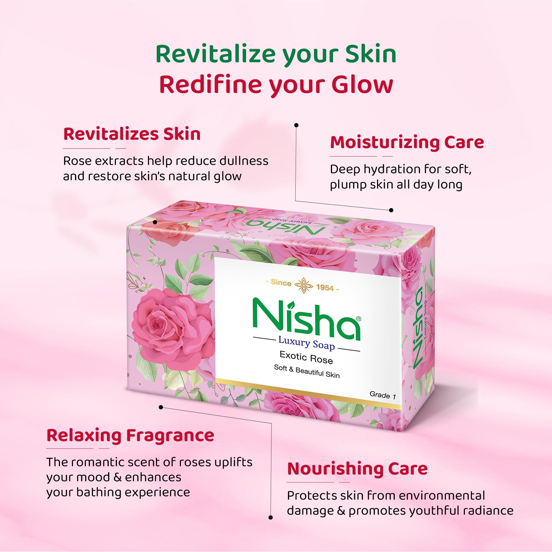 Nisha Luxury Soap Bar Exotic Rose 100G Pack Of 6 image 4