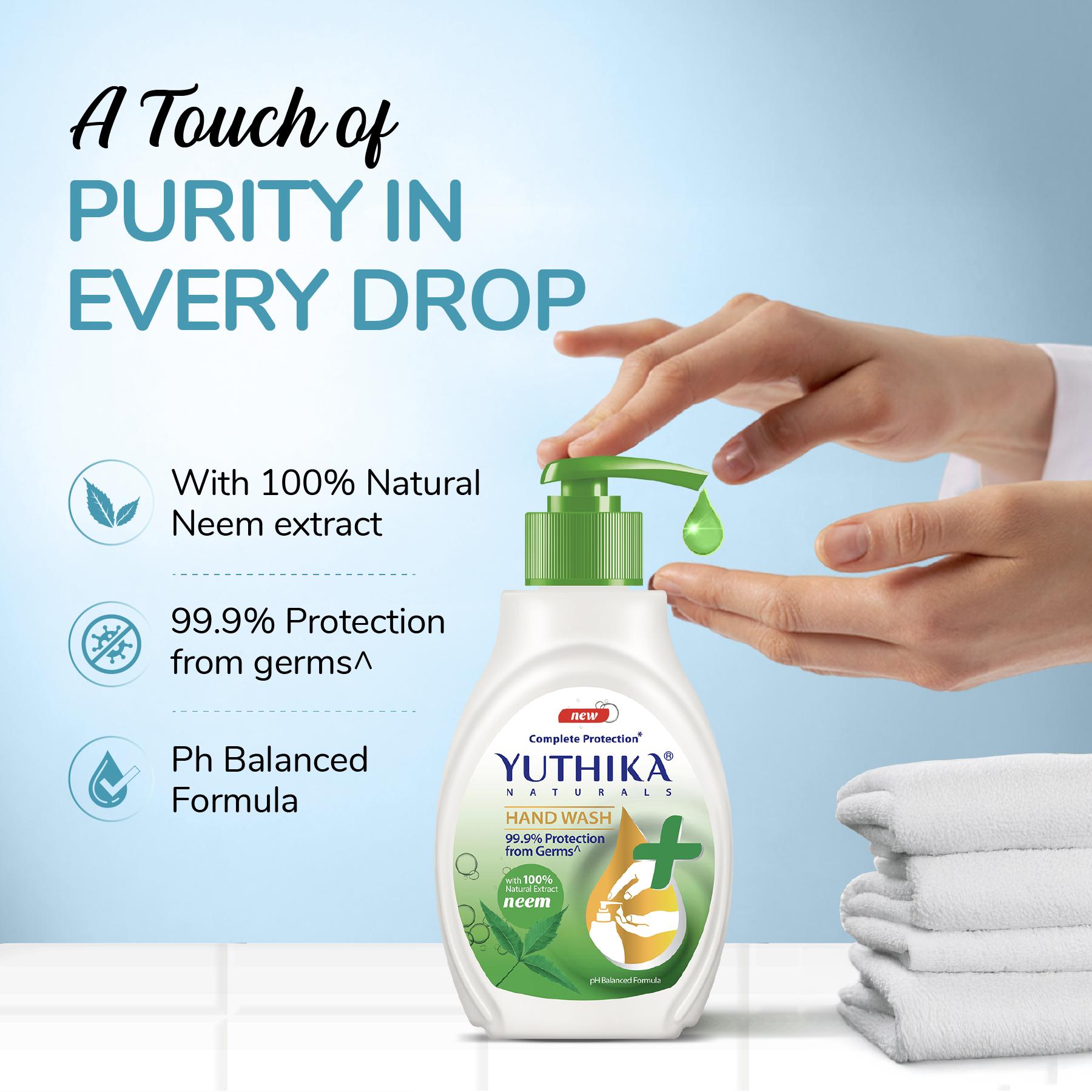 Yutika Naturals Complete Protection Hand Wash With 100% Natural Extracts For Hand Hygiene & Germ Protection With Ph Balanced Formula Bottle Pack Of 2, 200ML Neem image 4