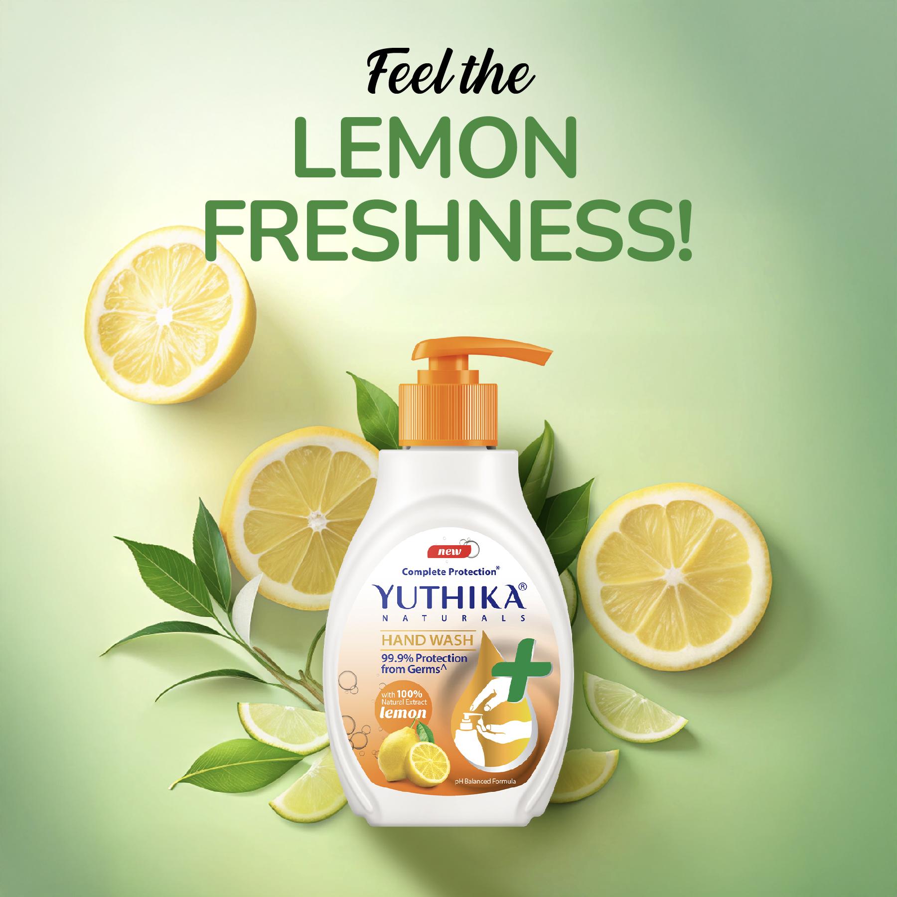 Yuthika Germ Protection Lemon Hand Wash Liquid Refill 500ML | Antibactirial Handwash With Ph Balanced Formula image 4