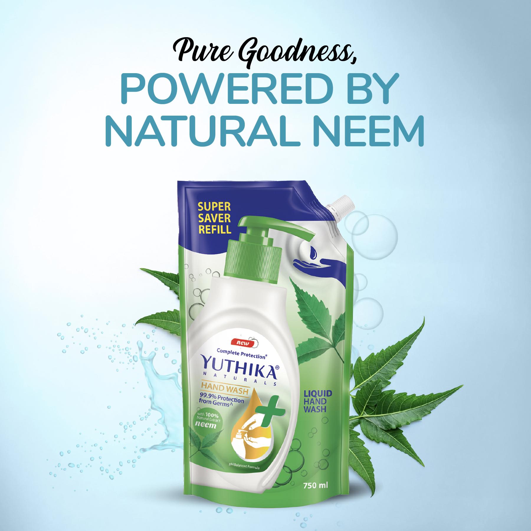Yuthika Germ Protection Neem Hand Wash Liquid Refill 750ML | Antibactirial Handwash With Ph Balanced Formula image 4