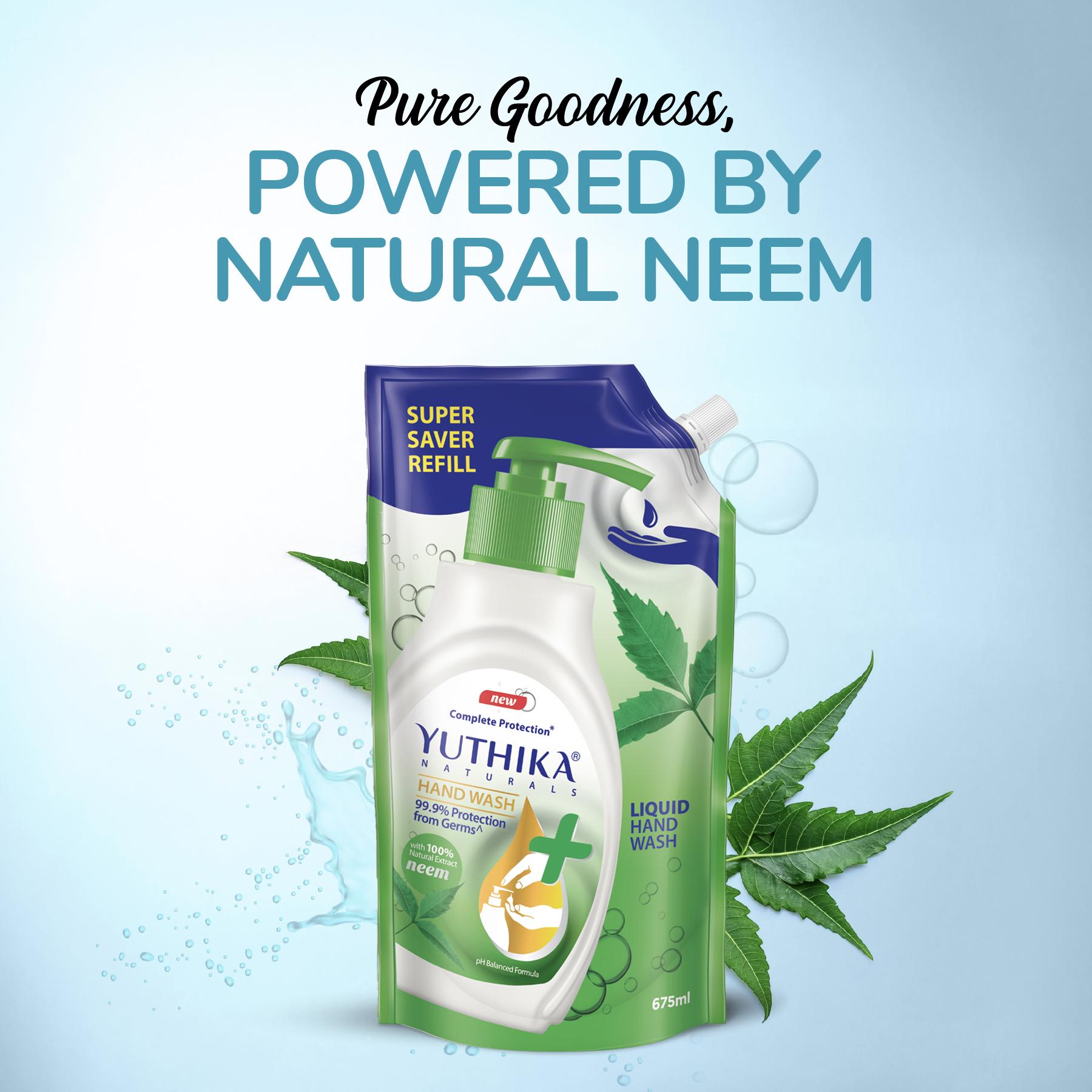 Yuthika Germ Protection Neem Hand Wash Liquid Refill 675ML | Antibactirial Handwash With Ph Balanced Formula image 4