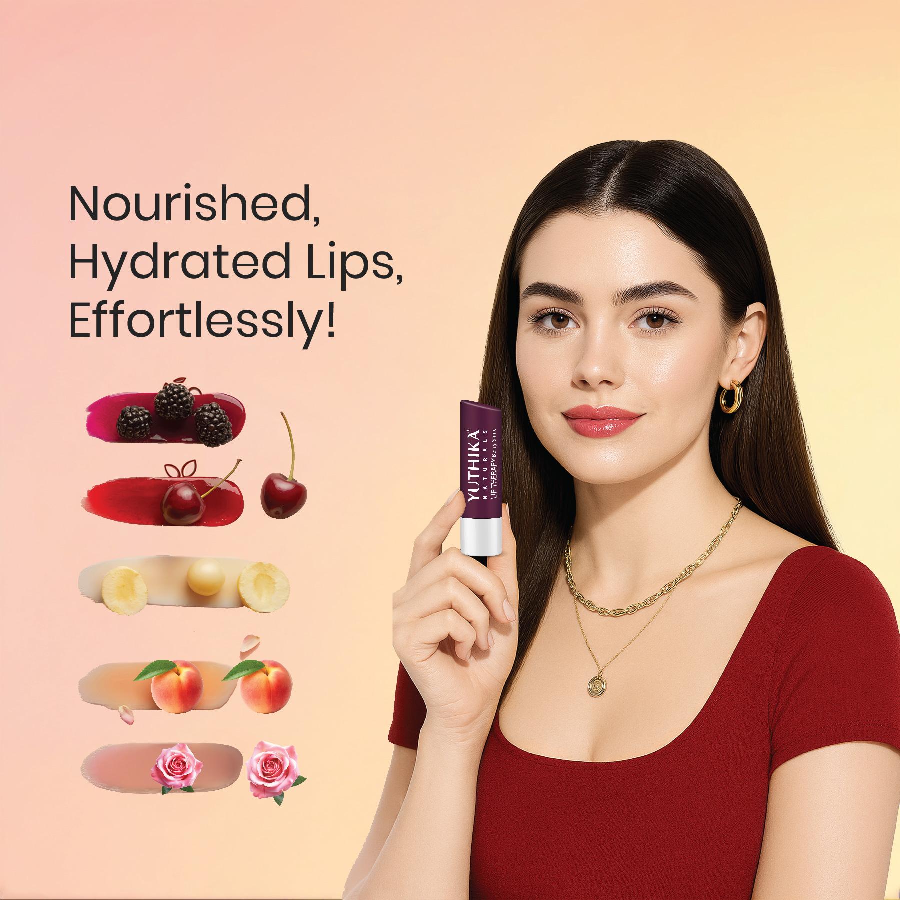 Yuthika Moisturizing Lip Balm – Berry Shine 4.8G | Repairs Dry, Damaged Lips With Natural Oils | Hydrated & Smooth Lips | Glossy Finish image 5