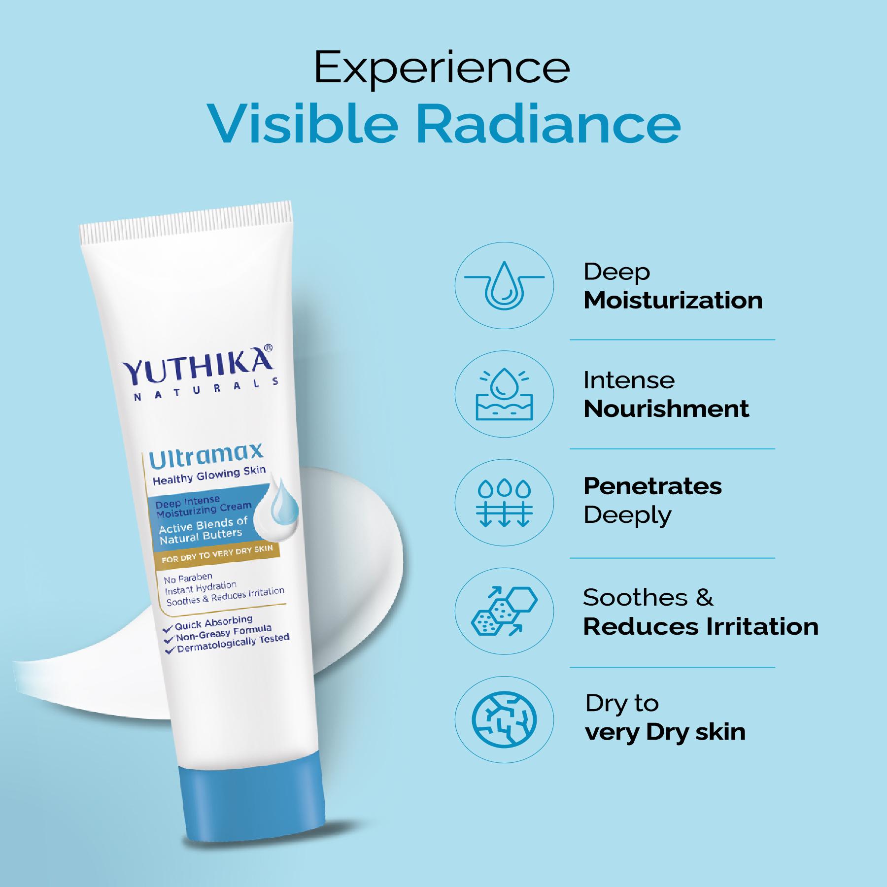 Yuthika Ultramax Deep Intense Moisturizing Cream For Dry To Very Dry Skin Face Moisturizer For Men & Women Deep Hydration & Softness Non-greasy Dermatologically Tested (80ML) image 5