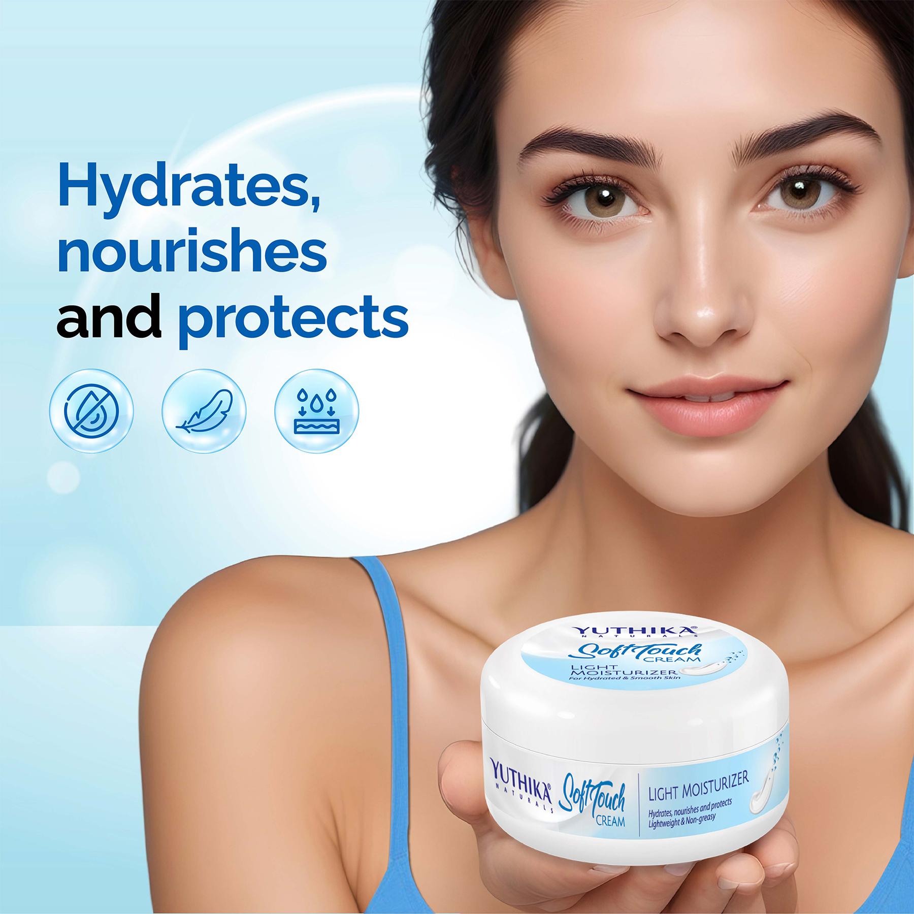 Yuthika Naturals Soft Touch Light Moisturizer Cream | Non-sticky & Deep Nourishment | For Face, Hand & Body | Glycerin, Shea Butter & Vitamin E |(200G) image 5
