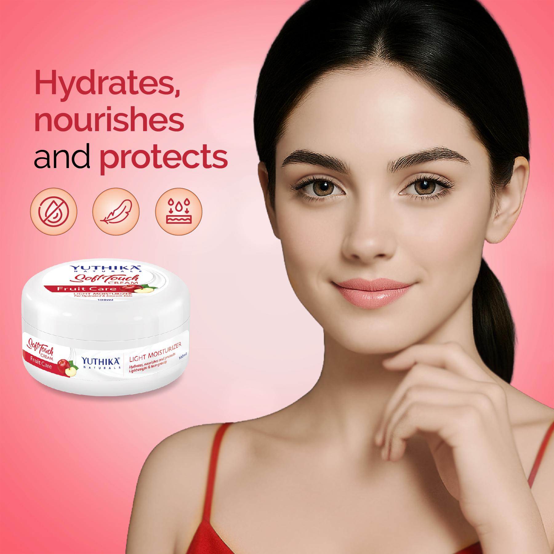 Yuthika Fruit Care Light Moisturizer Cream 12 Pcs Jar (25ML Each) | Non Sticky, Instant Hydration, Deep Nourishment | For Face, Hand & Body | All Skin Types image 5
