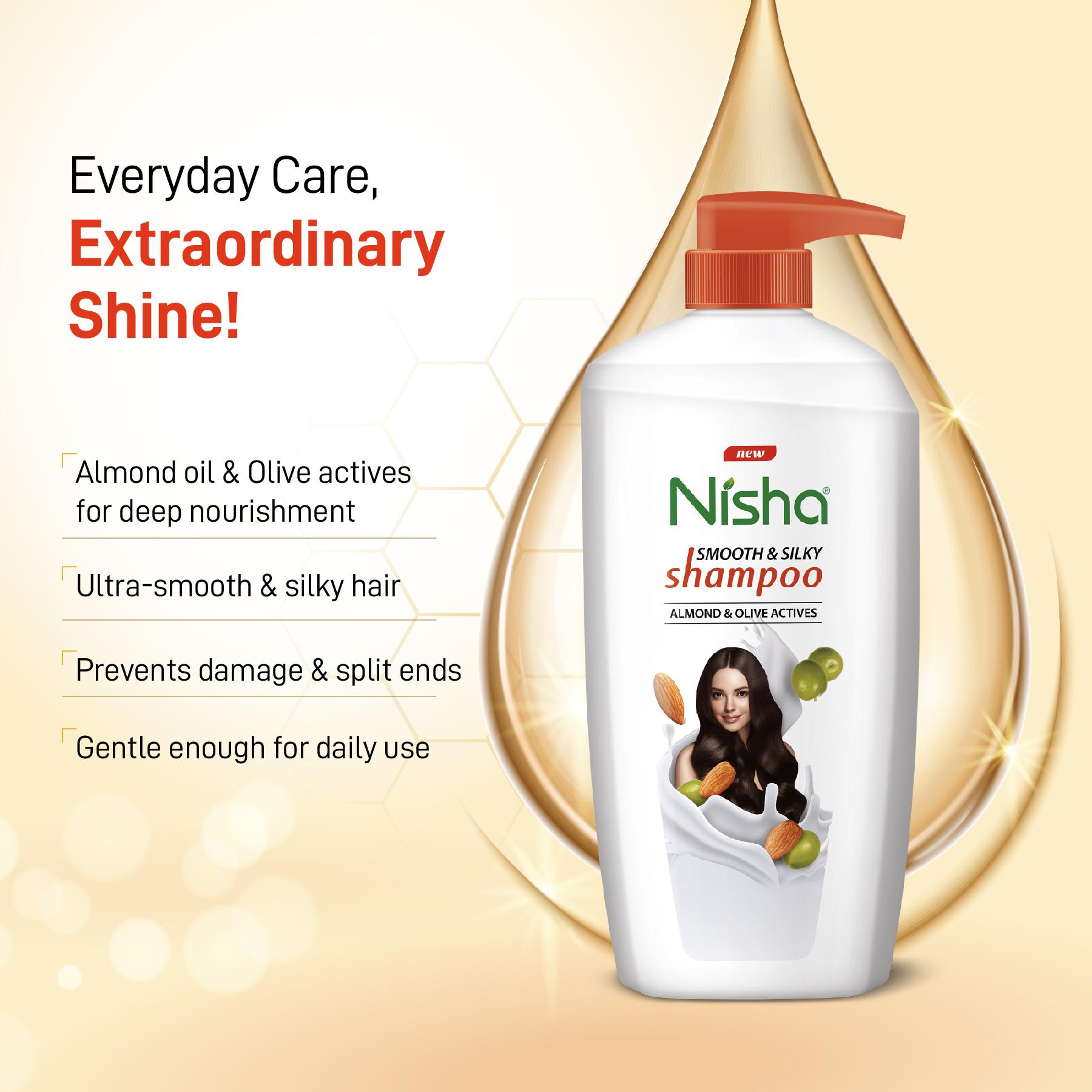 Nisha Almond And Olive Shampoo For Women & Men 650ML For Silky, Shiny And Smooth Hair, Prevents Damage & Split Ends, Deep Nourishment All Hair Types image 5